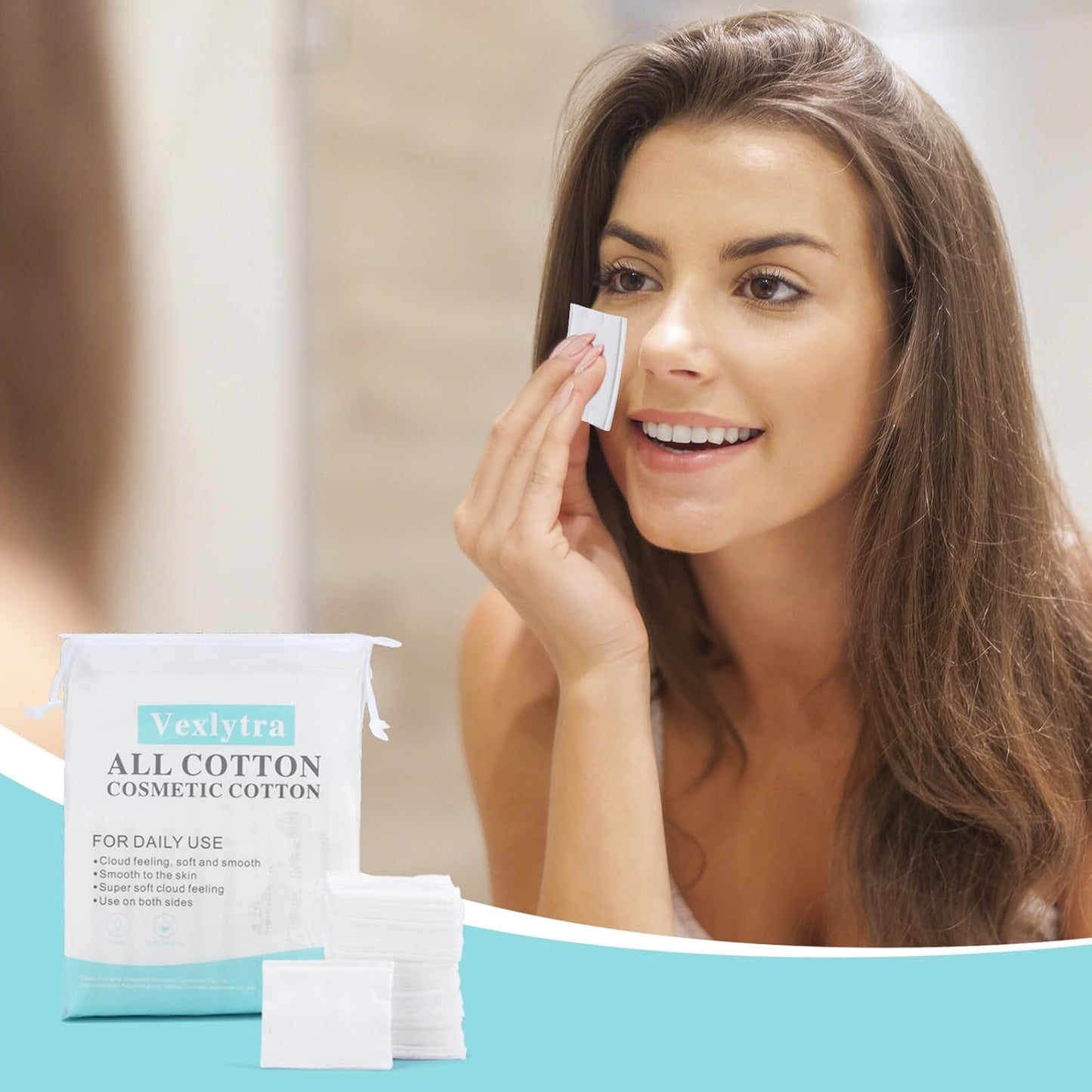 Square Cotton Pads for Makeup Remover (200 Count), 100% Pure Cotton, Hypoallergenic, Ultra-Soft & Lint-Free for Gentle Skincare