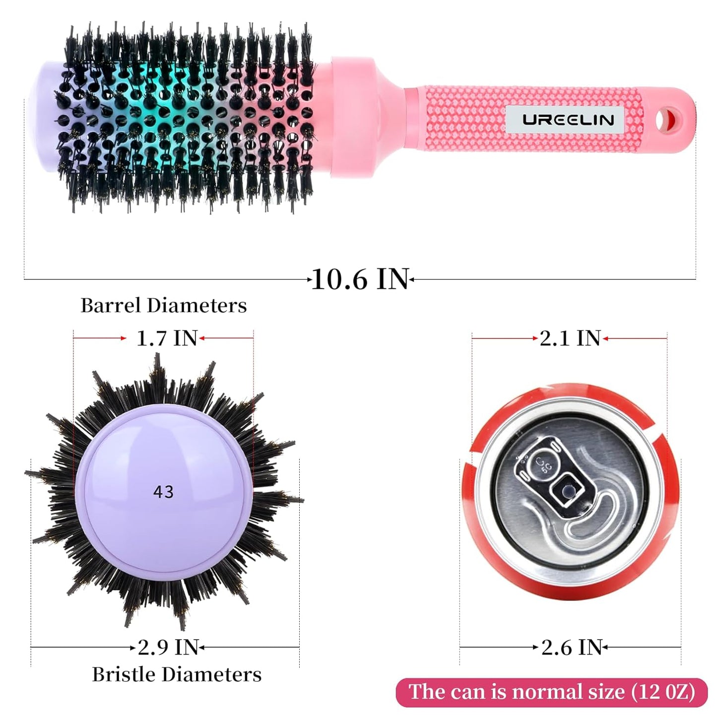 Round Brush for Blow Out - 1.7 Inch Nano Thermal Ceramic & Ionic with Boar Bristles - Salon Blow Drying Hair Brush for Drying,Volumizing, Curling, Shine & Smooth Styling