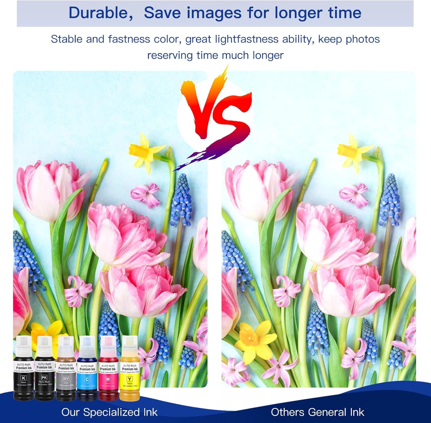 552 Ink Refill Bottles Use for EcoTank Photo ET-8550, EcoTank Photo ET-8500（BK PBK C M Y GY, 600ml）