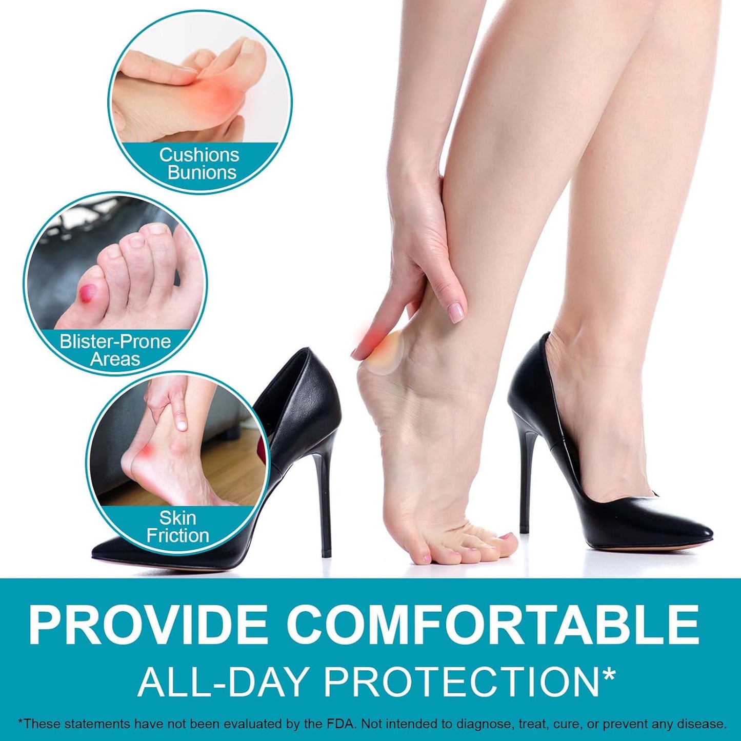 Gel Blister Bandages for Feet, 30ct Water-Resistant Hydrocolloid Bandages for Foot, Toe, & Heel, Blister Pads for Prevention & Recovery