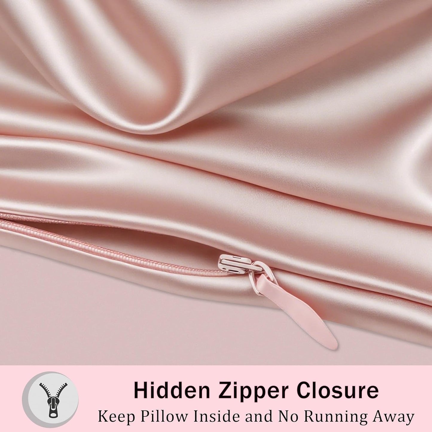 Mulberry Silk Pillow Cases with Zipper, Ultra Smooth Soft Breathable Cooling Pillow Cases for Hot Sleepers, Silk Satin Pillowcase for Hair and Skin, Gifts for Women (Pink, King Size, 1 Pack)