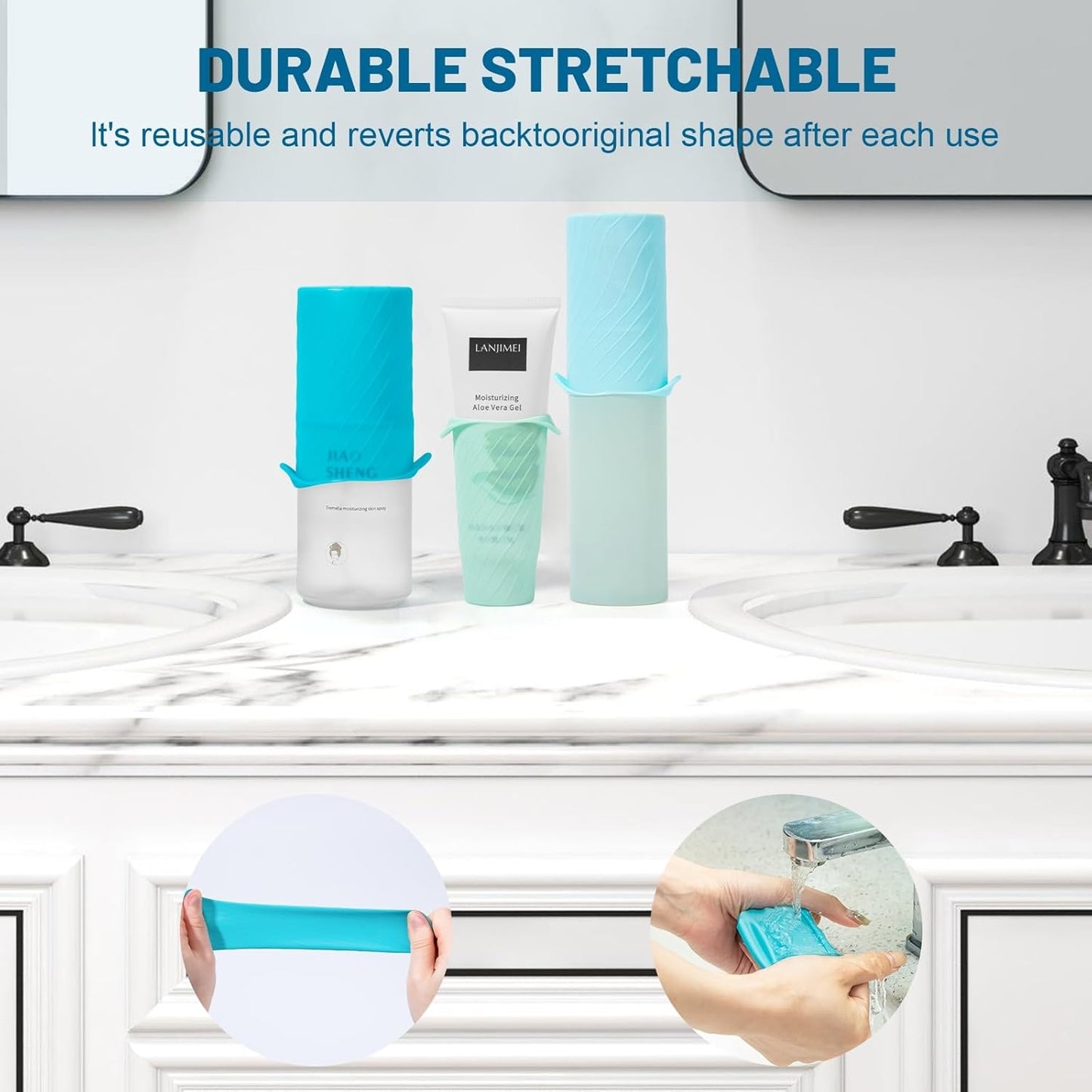 Bottle Covers for Travel, Leak Proofing, Travel Size Container Silicone toiletry sleeves, Leak Locks Travel Accessories for Shampoo Wash Body Bottles and other beauty and personal care(8pcs)