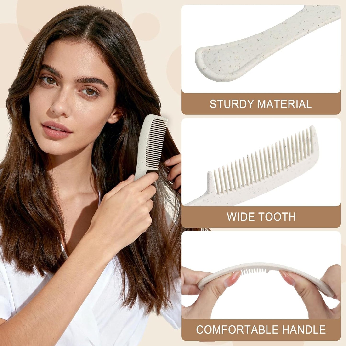 Combs in Bulk Individually Wrapped, 200 Pack Disposable Hair Combs for Hotel, Salon, Home Care and Travel (Wheat)