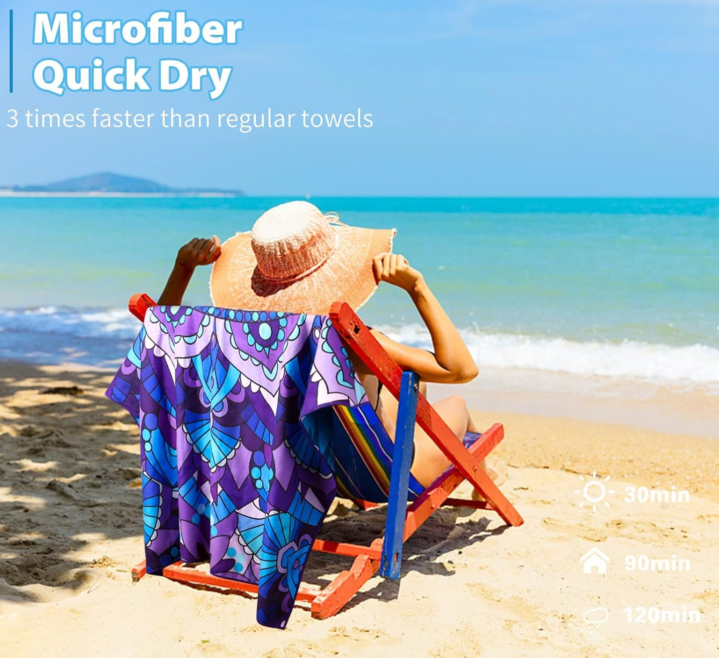 6 Pack Microfiber Thin Lightweight Beach Towel Oversized 71x32 Extra Large Sand Free Towels for Travel Swim Pool Yoga Gym Camping for Adults Women Men Beach Essentials Accessories Vacation Gift