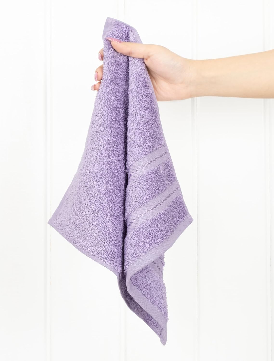 American Soft Linen Luxury Washcloths for Bathroom, 600 GSM 100% Cotton 4 Piece Turkish Wash Cloth Set, 13x13 in Soft Rags for Body and Face, Lilac Washcloths