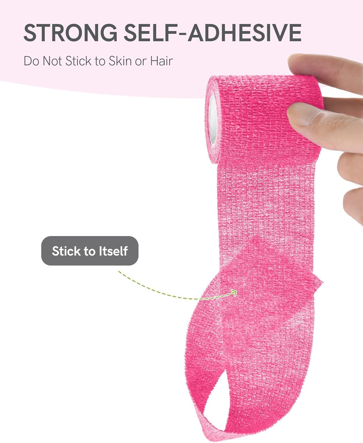 FriCARE Self Adhesive Bandage Wrap, Medical Tape in First Aid Kit, Cohesive Bandages for Wounds Sport Vet, 2 Inches X 5 Yards 6 Rolls, Pink