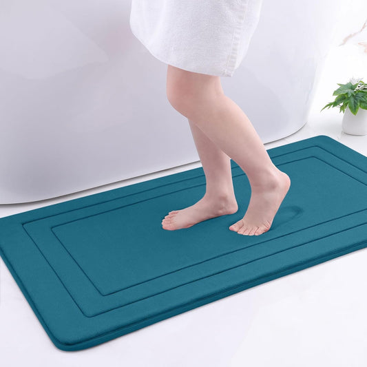 Arotive Memory Foam Bathroom Rug Mat 44x24, Ultra Soft and Absorbent Bath Mat, Machine Wash Dry, Comfortable Bath Rug Carpet for Bathroom Floor, Tub and Shower, Peacock Blue