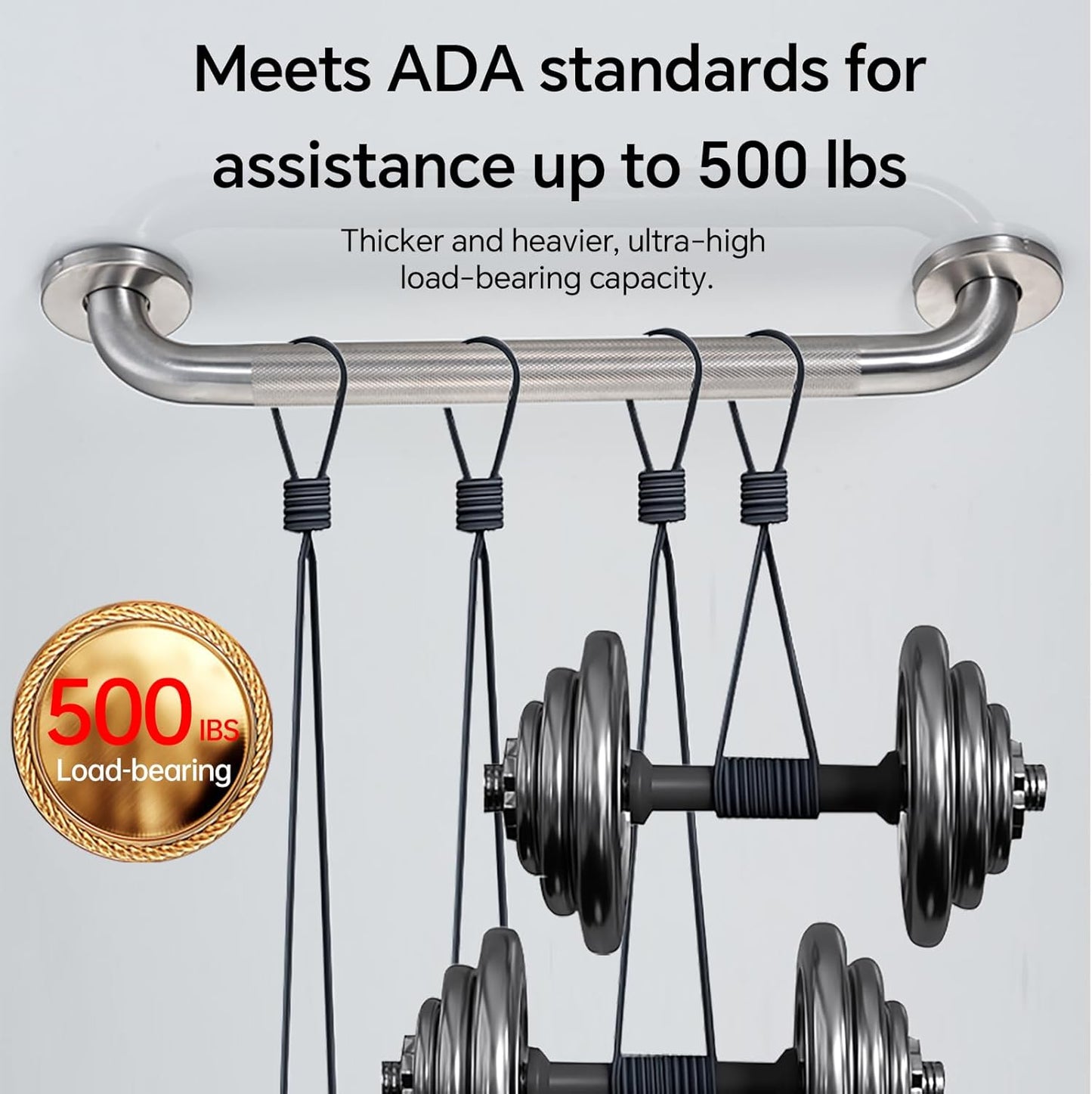 Joyrain 16-inch Bathroom Safety Grab Bar - 500lb Weight Capacity ADA Certified Anti-Slip Handle for Shower/Tub/Toilet, Elderly & Disabled Assist (Knurling, 16 inch)