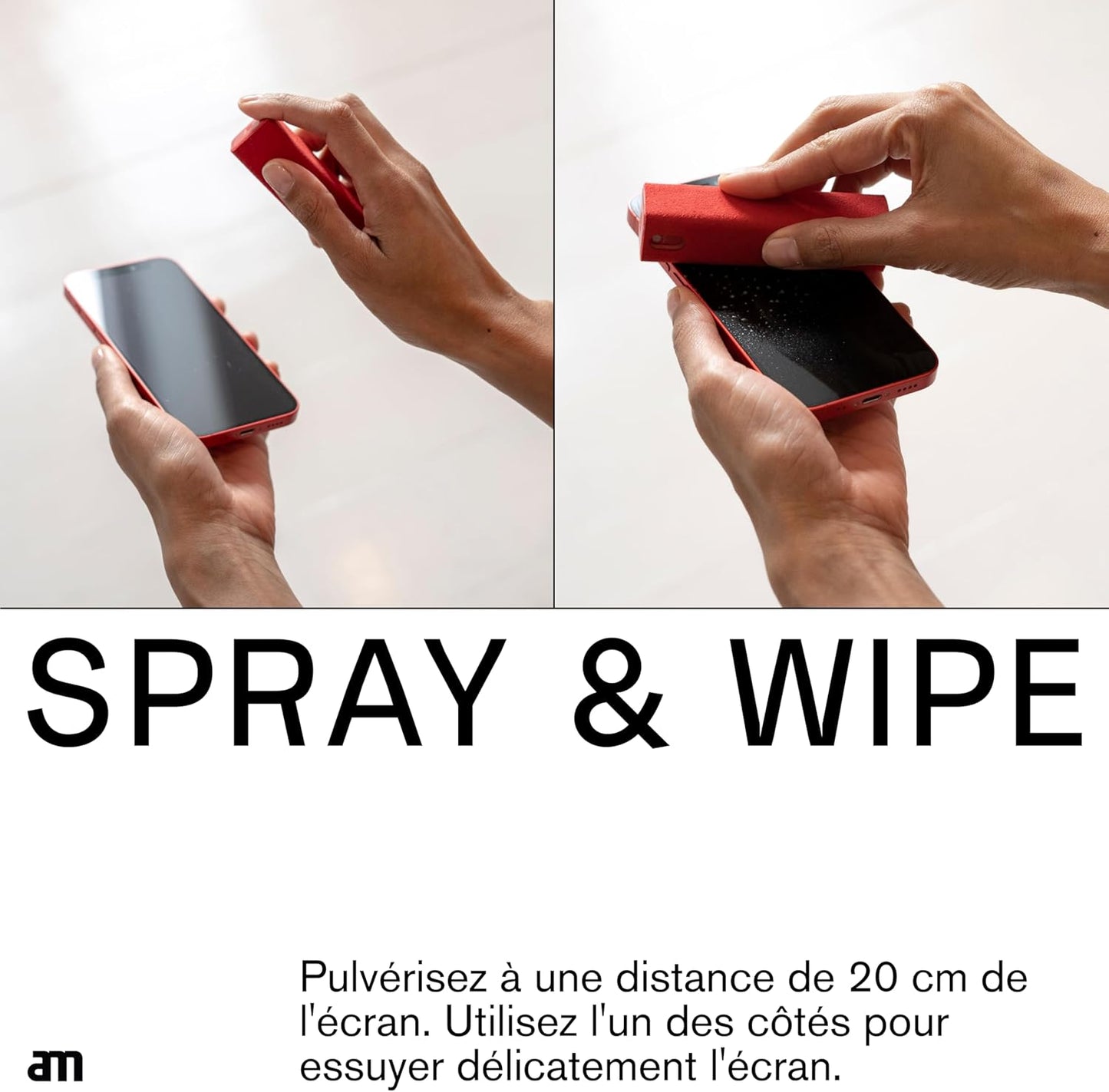 am Screen Cleaner Mist Spray with Microfiber Cloth Around – Alcohol-Free, Streak-Free Screen Cleaning Kit for Smartphones, Tablets, Laptops, Smart TVs & Car Screens, 1 Pack, Orange