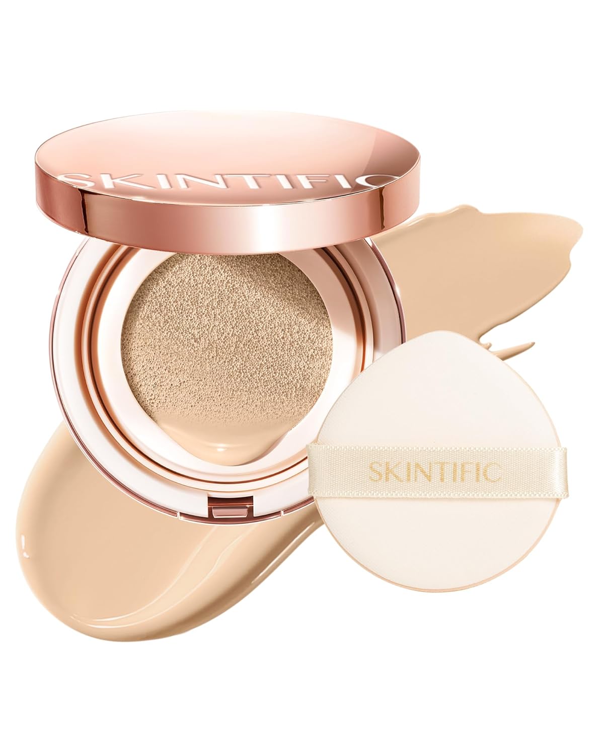 Full Coverage Cushion Foundation, Weightless, Skin Fit, Satin Glow Finish, Oil-Control Waterproof Foundation, Sweatproof Flawless BB Cream CC Korean Makeup Buildable