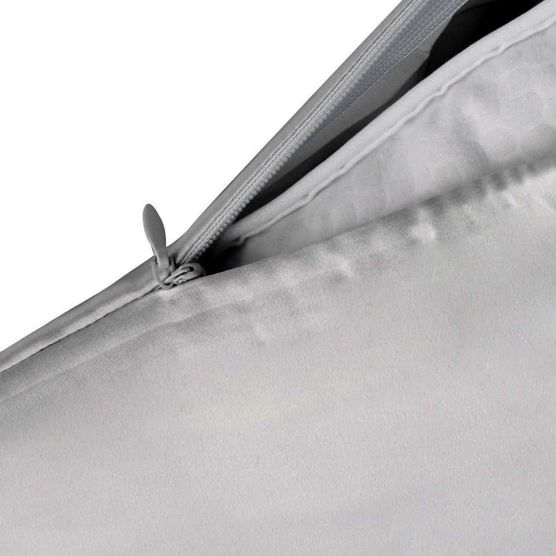 JUWENIN,Luxury Satin Pillowcase with Zipper (Silky Satin Pillow Case for Hair) Set of 2 (Queen, Silver)