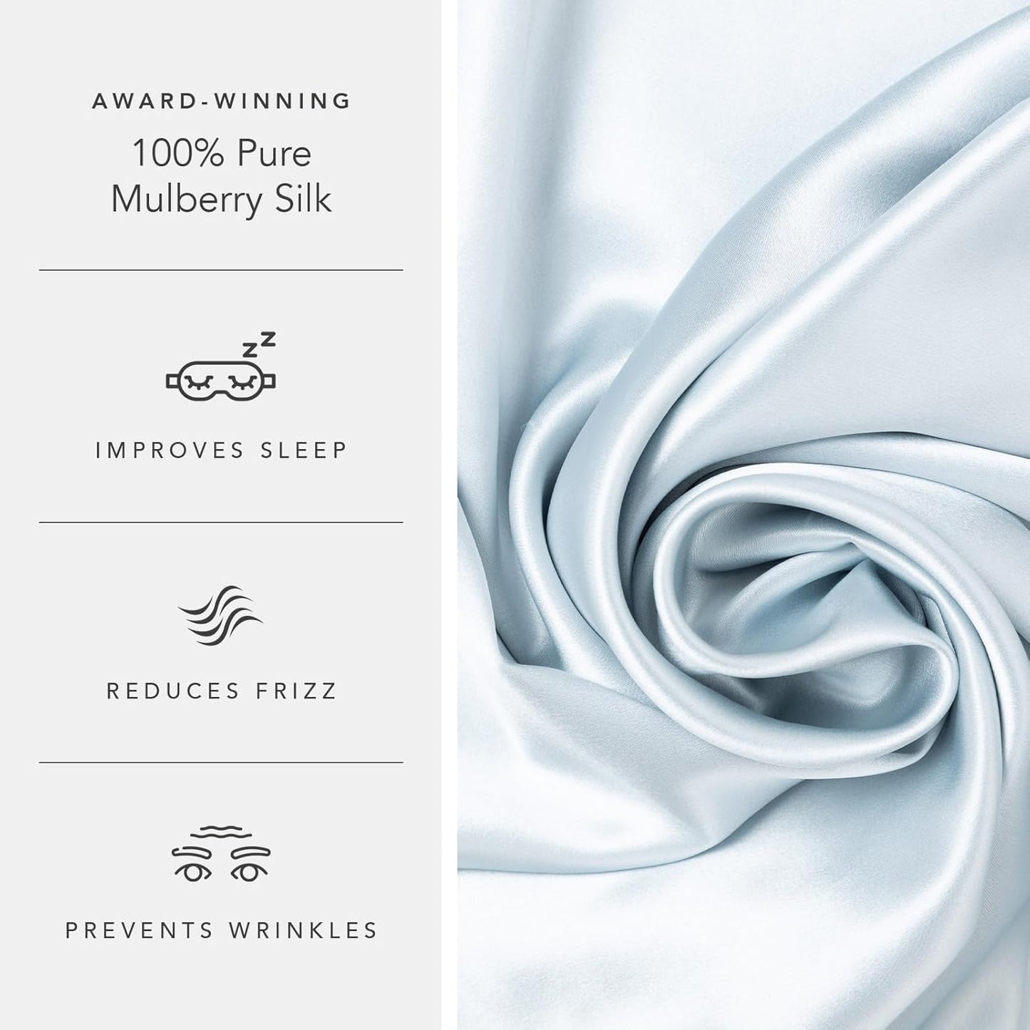 Fishers Finery 30mm 100% Pure Mulberry Silk Pillowcase Set, Quality Tested (Blue, King, 2 Pack Set)