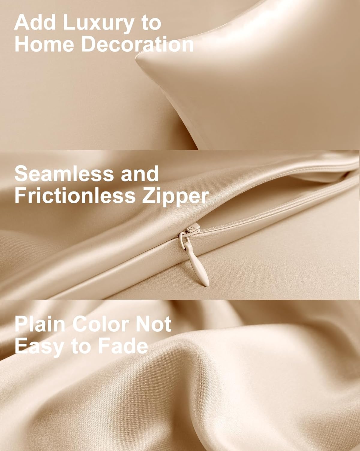 THXSILK 100% Mulberry Silk Pillowcase for Hair and Skin, Grade 6A+ Mulberry Silk Pillow Case, Natural Mulberry Silk Pillow Case with Zipper (California King Size 20"x40", Beige, 1pc)