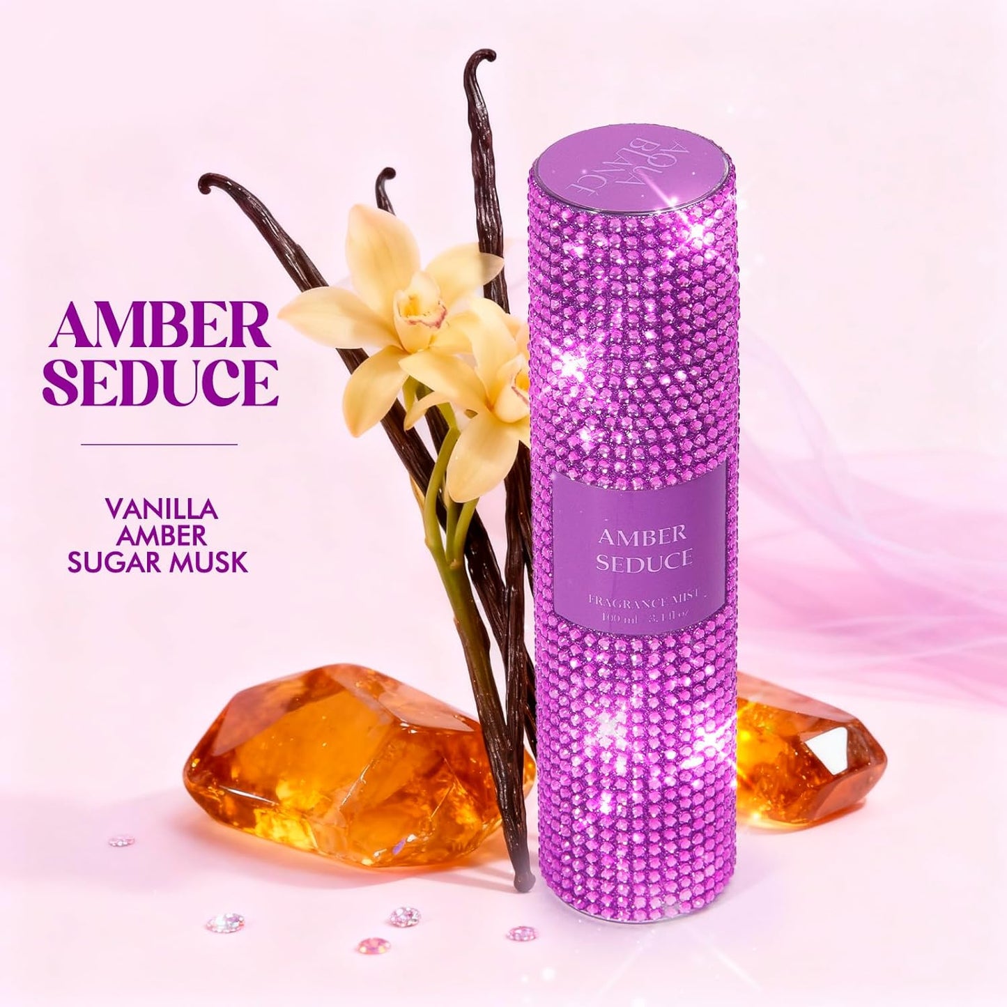 Body Spray for Women, Amber Seduce, Diamond embellished Fragrance Mist, 3.4 fl oz