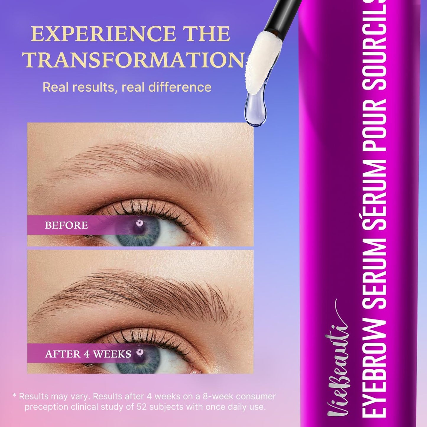 VieBeauti Eyebrow Growth Serum: Eyebrow Serum to Grow Brows with Advanced Formula to Boost Longer Fuller and Thicker Looking Eyebrows 3mL