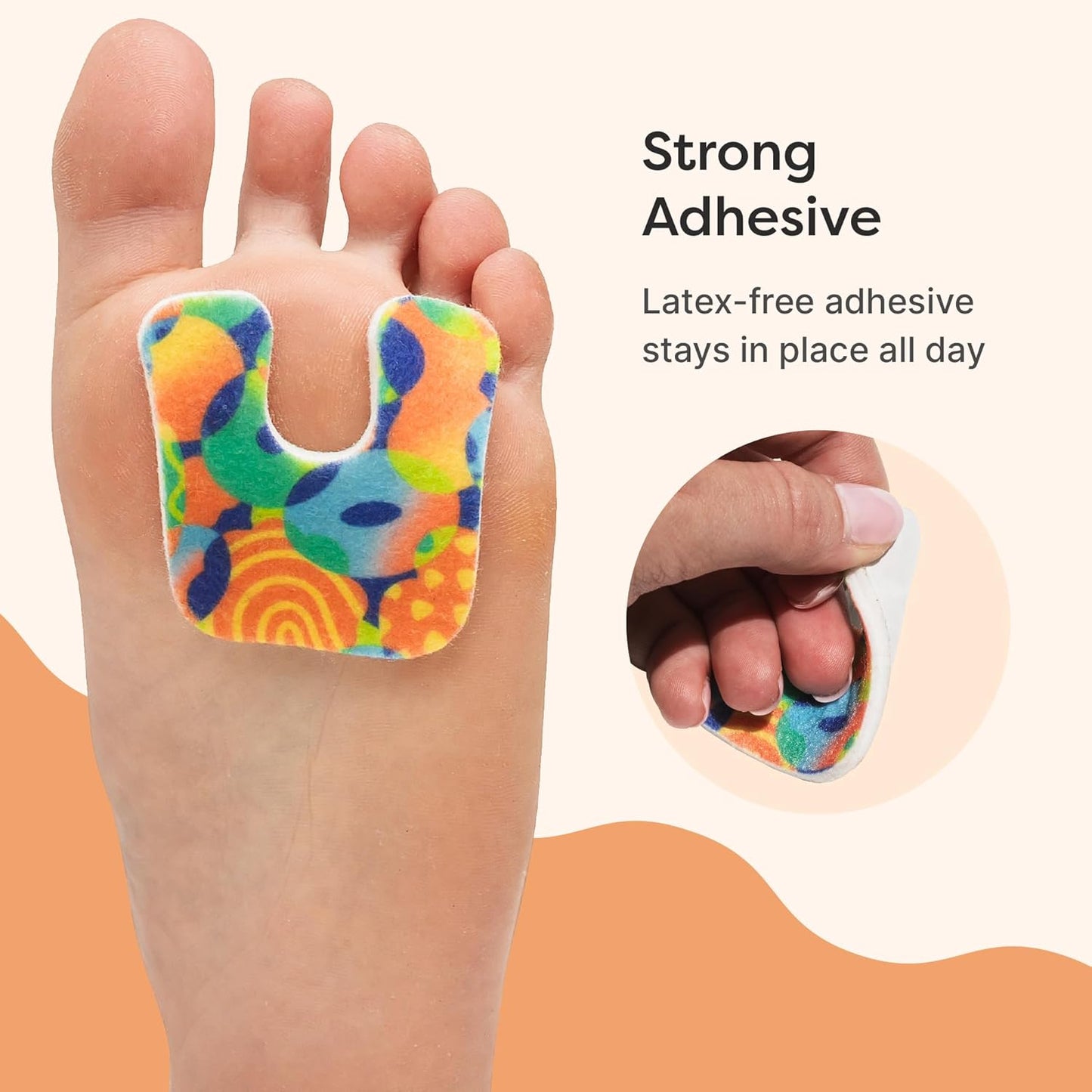 ZenToes Callus Pads | U-Shaped Design Moleskin Blister Pads | Self-Stick Adhesive Felt All Day Comfort Cushions for Calluses and Corns | Reduce Pressure and Friction | 18 Count (Motion Mosaic)