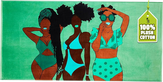 Pardon My Fro Summer Beach Towel – 100% Cotton Oversized Quick-Dry Swim Towel, Sand-Free & Lightweight Travel Towel for Men & Women, Colorful 30x60in XL for Pool, Ocean & Outdoor Adventures – Green