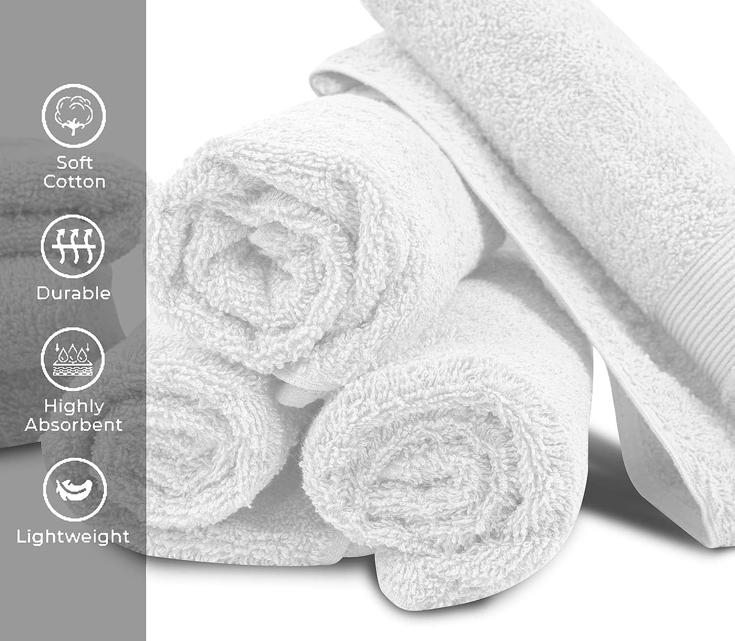 Premium Hand Towels Pack of 6 (16" x 30”) 100% Combed Ring Spun Cotton | Highly Absorbent Hand Towels Set | Ultra Soft for Home, Gym & Spa (White)