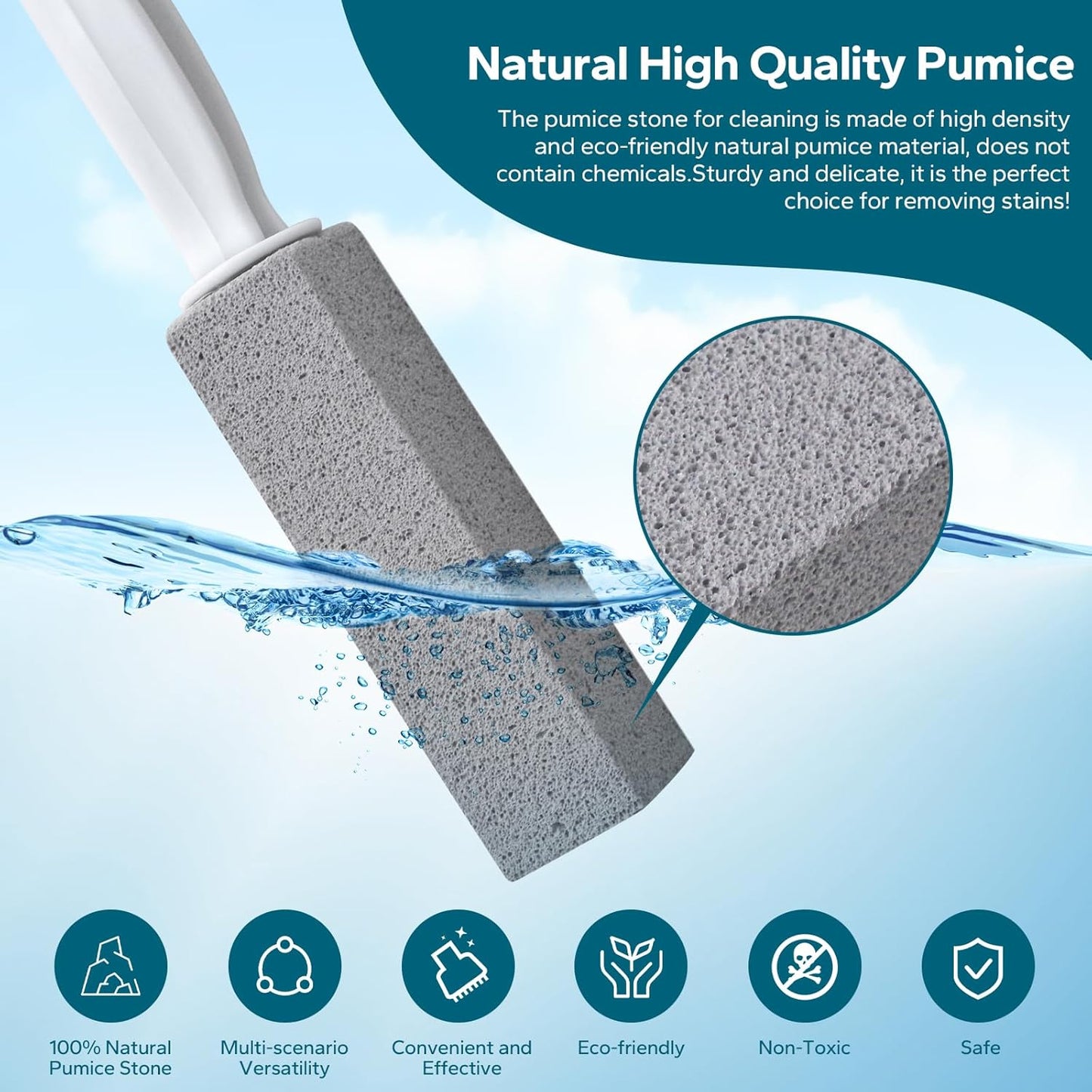 Emycool Pumice Stone Toilet Bowl Cleaner, 10 Pack Toilet Pumice Stone with Handle for Toilet Cleaning Toilet, Bathtubs, Sinks, Swimming Pools, Grills