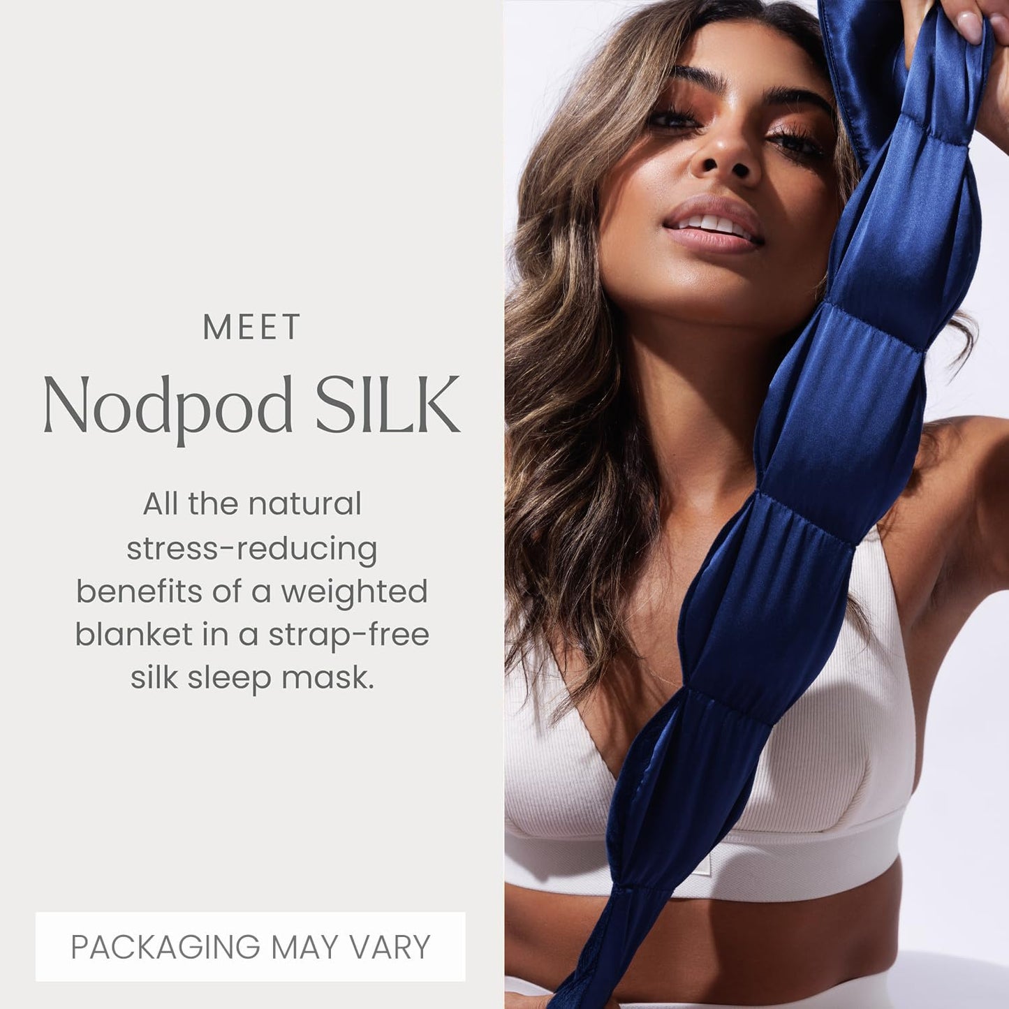Nodpod Gentle Pressure Silk Sleep Mask | Patented Light Blocking Design for Sleeping, Travel & Relaxation | Bead Filled, Machine Washable (Sapphire)