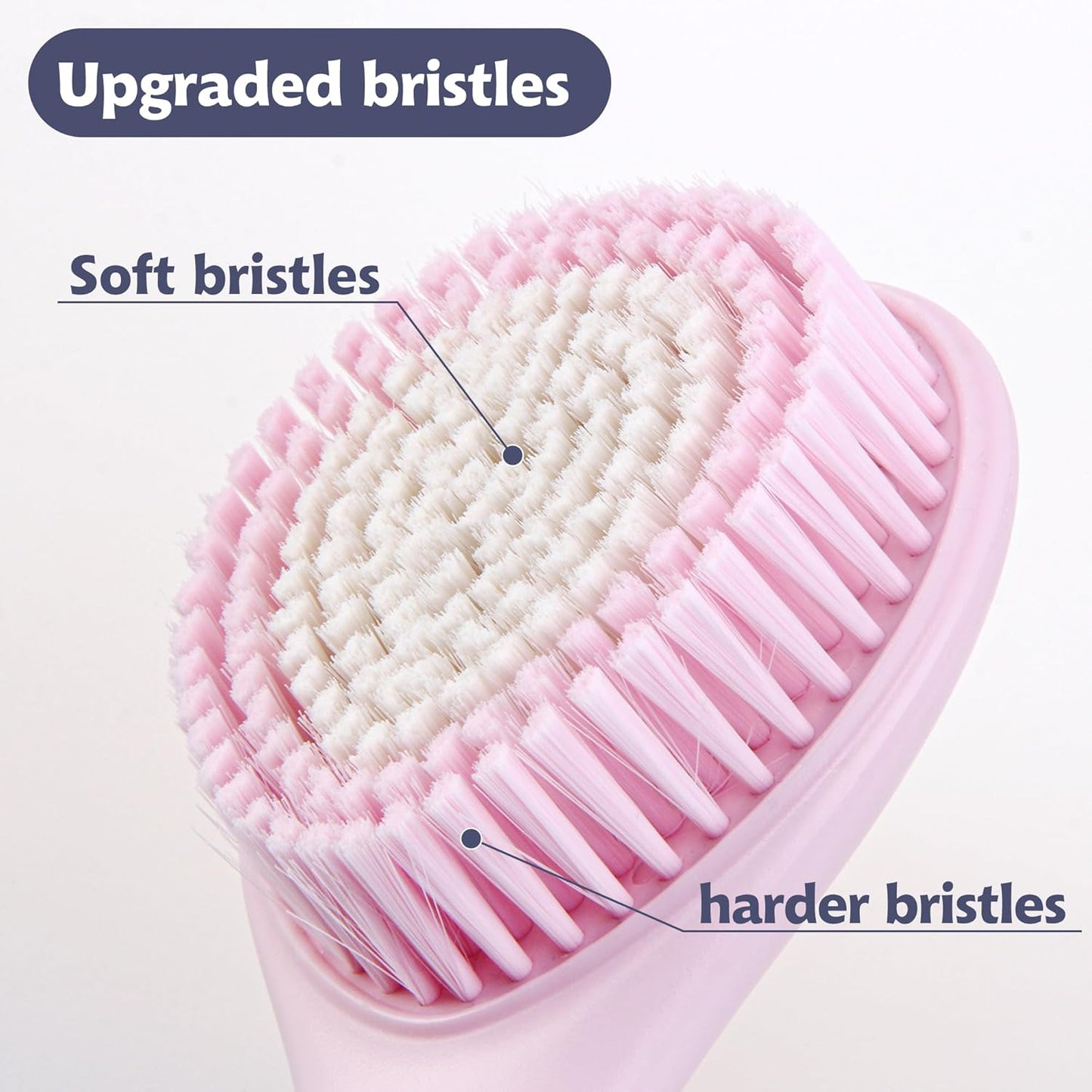 BEDELITE Back Bath Brush Long Handle for Shower - Soft Shower Brush for Men & Women,Back Brush Scrubber(16.4" Long), Skin Exfoliator for Bath Scrubber Body Brush(Pink)