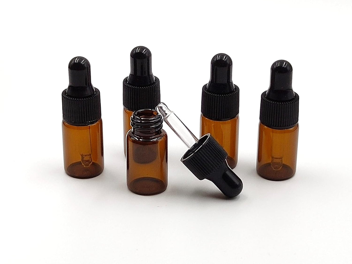 15Packs 3ml Tiny Amber Glass Mini Dropper Bottles for Essential Oils, Cosmetics, and Liquid Small Empty Travel Sample Vials with Dropper and Black Caps