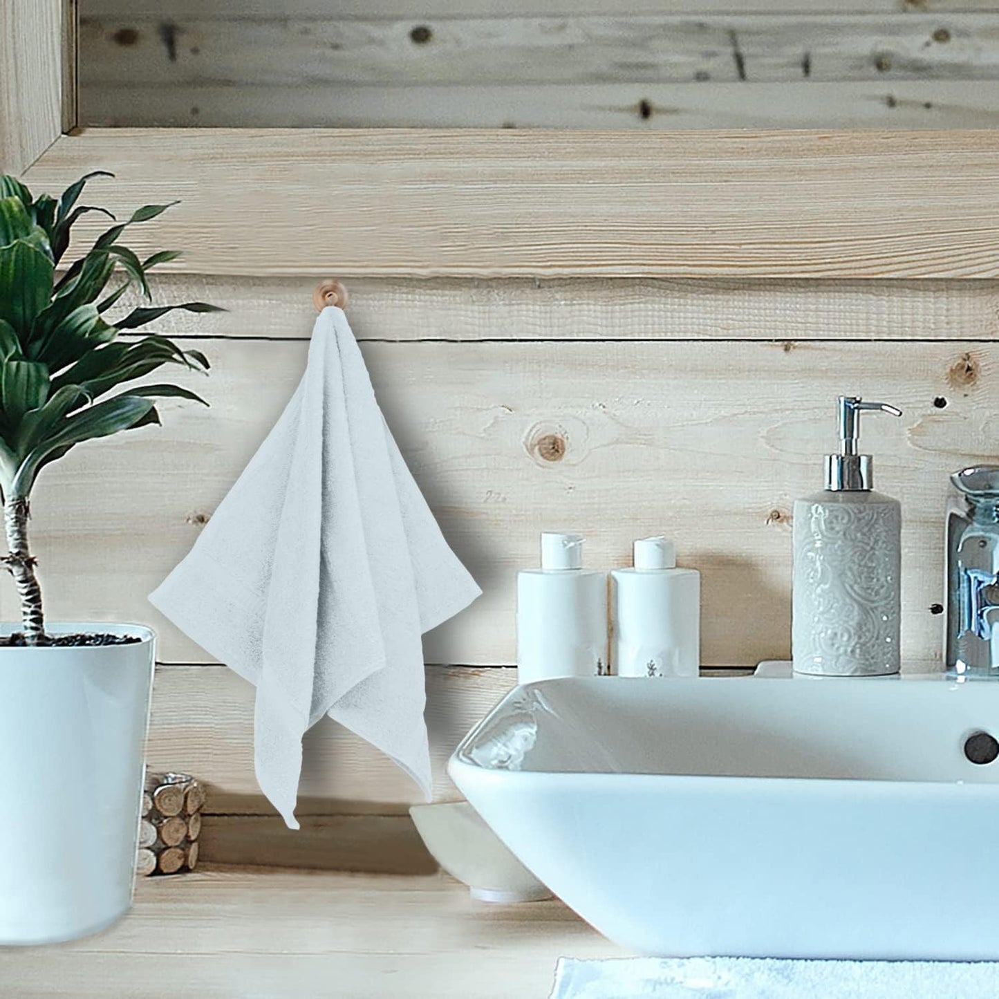 Monogrammed Hand Towel, Personalized Initial Gift, Extra Absorbent 100% Turkish Cotton - Soft Terry Finish - Set of 2 - Gold Block Initial D - Embroidered on White Towels