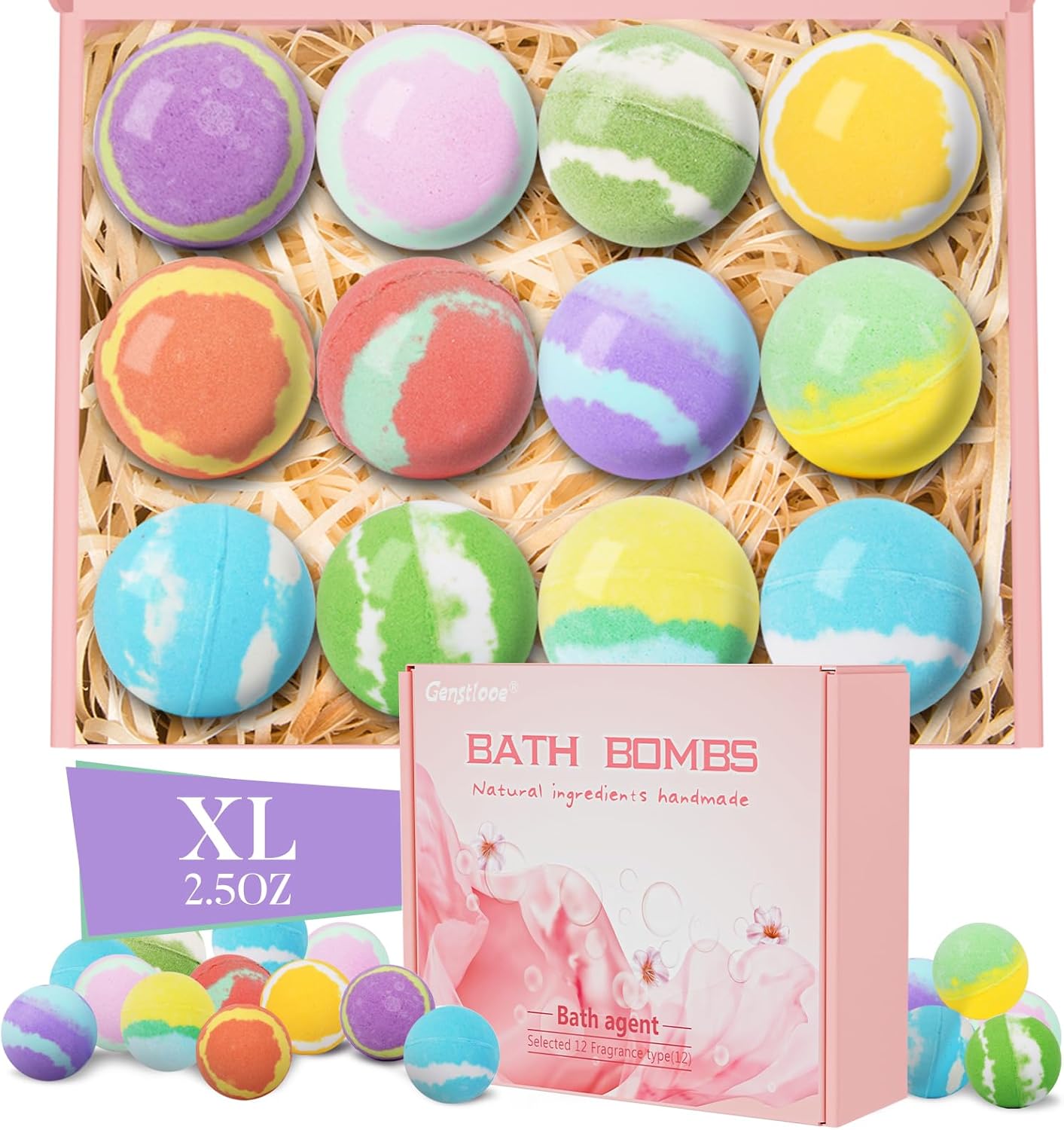 Bath Bombs for Women, 12 Pcs XL Organic Natural bathbombs with Shea Butter & Safe Oil for Dry Skin Moisturizing, Relaxing Aromatherapy, Bubble SPA, Mothers Day Gifts for Her Wife Girlfriend Mom