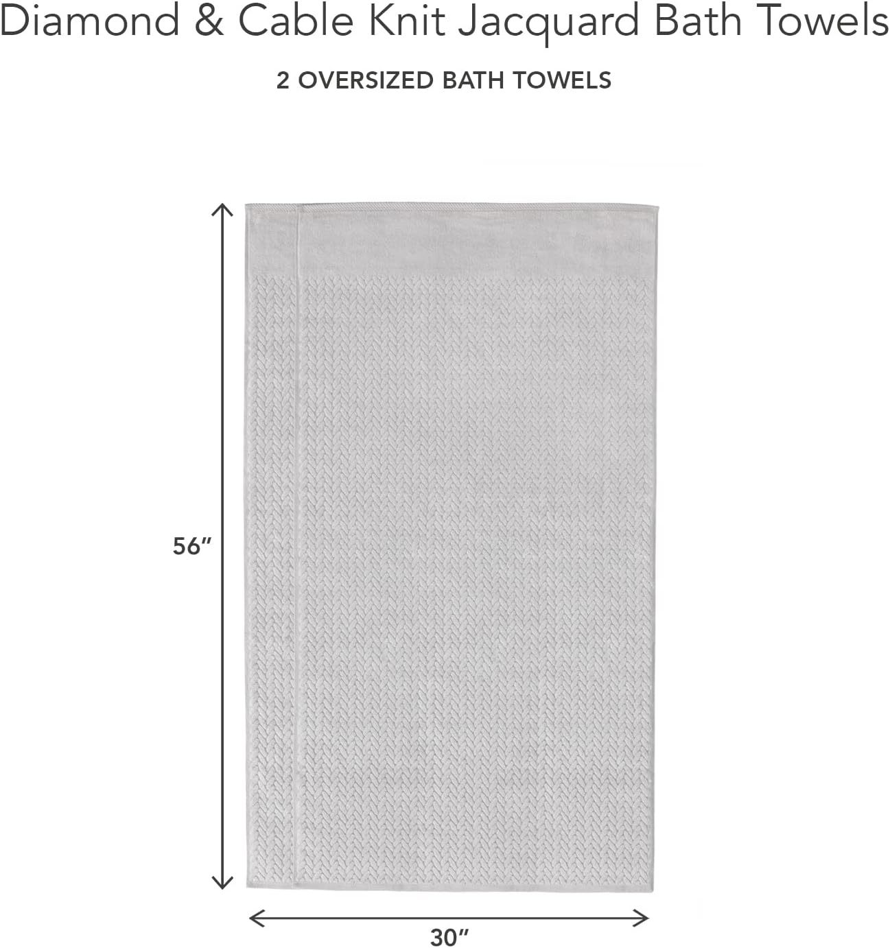 Texere 100% Organic Cotton Jacquard 650 GSM Premium Bath Towel Sets - Extra Absorbent Quick Dry and Plush (Cable, Light Taupe, 2 Bath Towels)