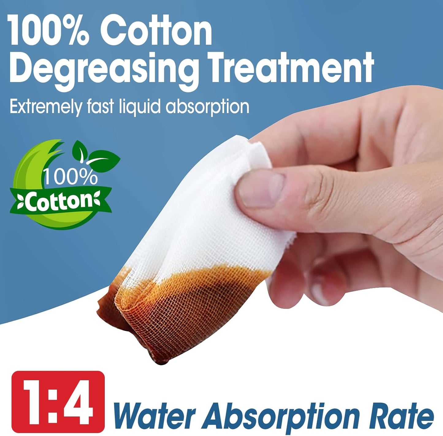 AZEN 120 Pack Sterile Gauze Pads, 3" x 4" Non Stick Gauze Pads, 8-Ply Cotton Gauze Sponges for Wound Care and First Aid, Highly Absorbent Individually Wrapped Medical Gauzes