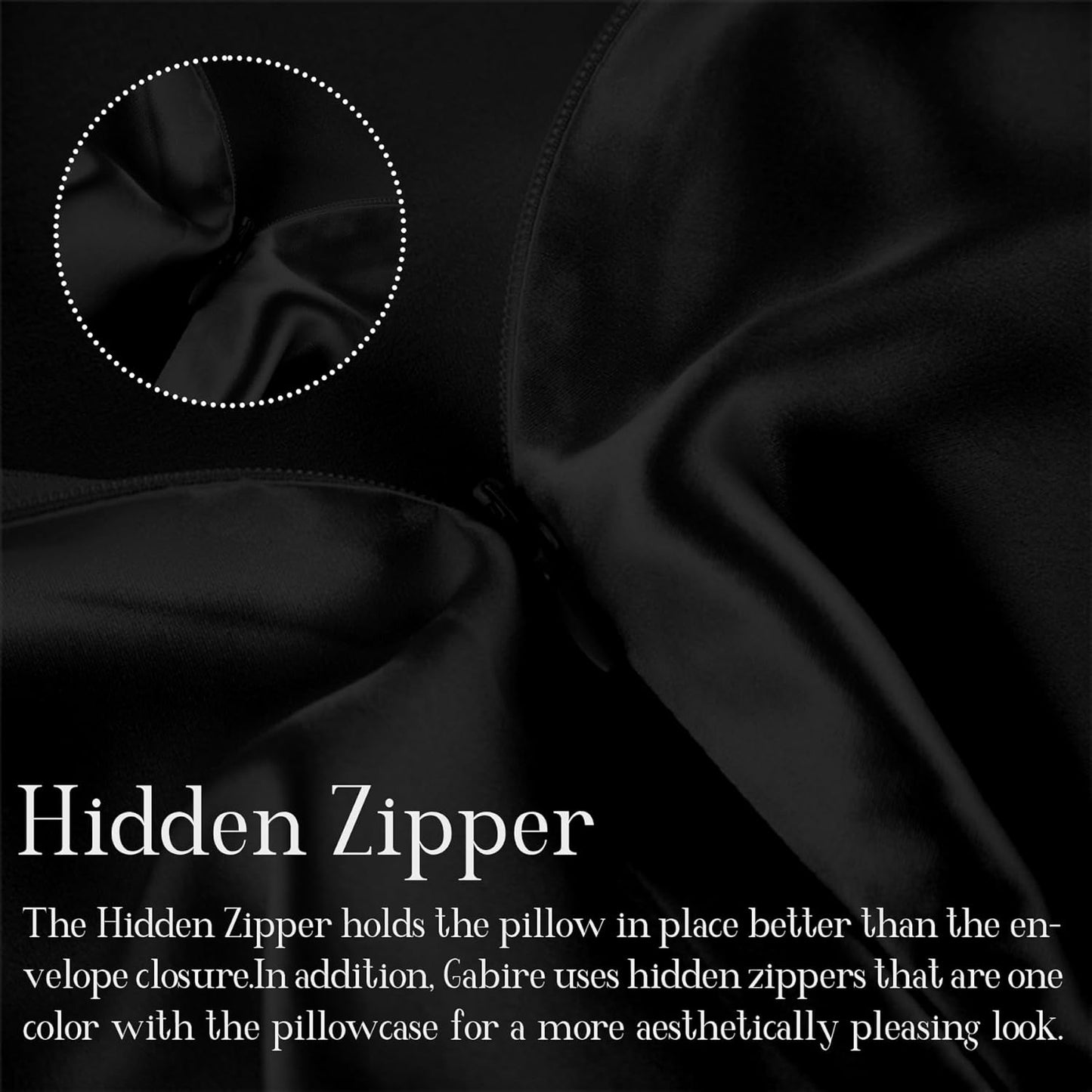 Mulberry Silk Pillowcase for Hair and Skin Prevent Acne Pillowcase Both Sides Real Silk Pillowcases Organic Silk Pillow case with Hidden Zipper, Black, Standard (20"×26")