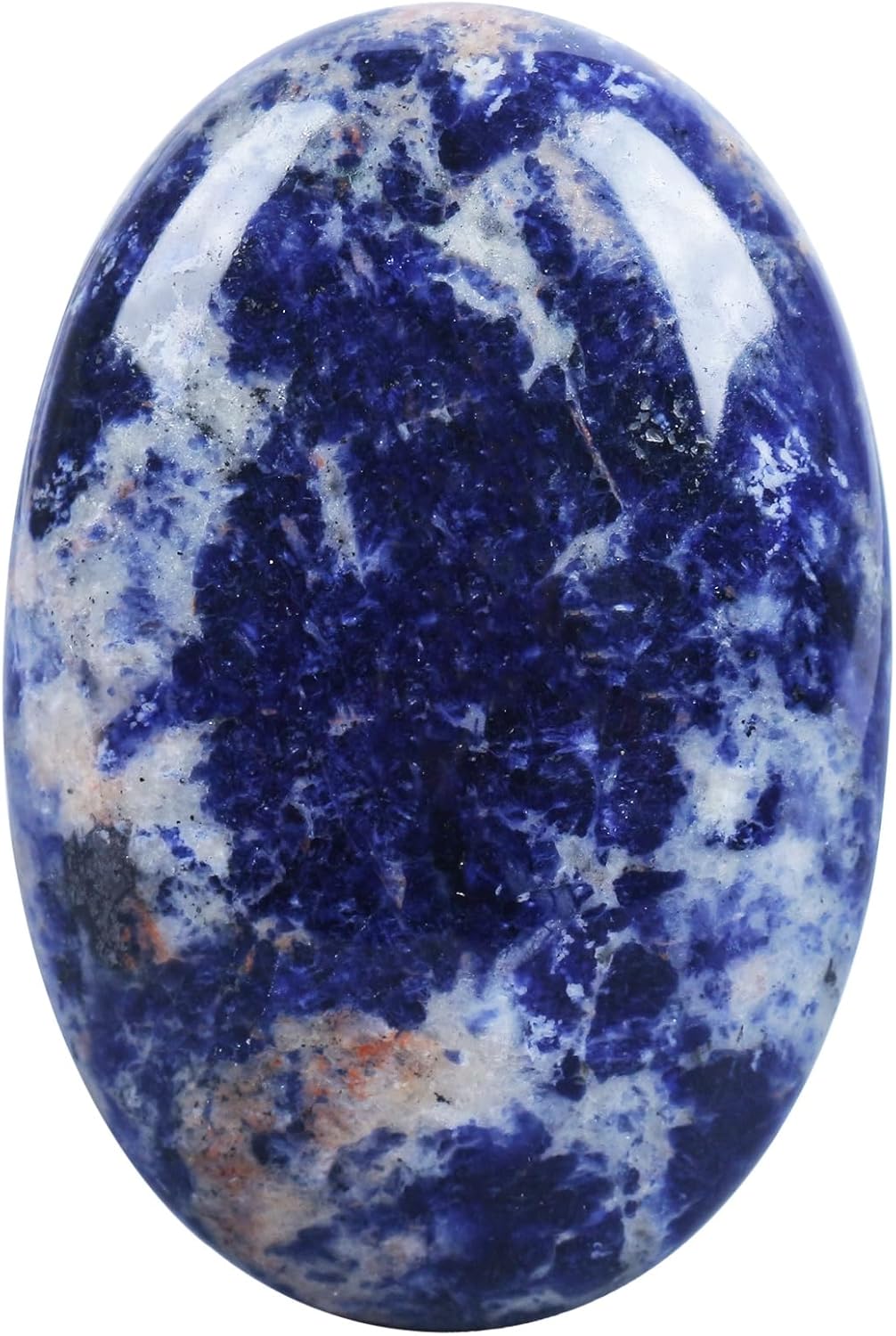 Natural Sodalite Oval Polished Worry Stones, Healing Crystal Indoor Fountain Stones Massage Energy Anxiety Relief Items