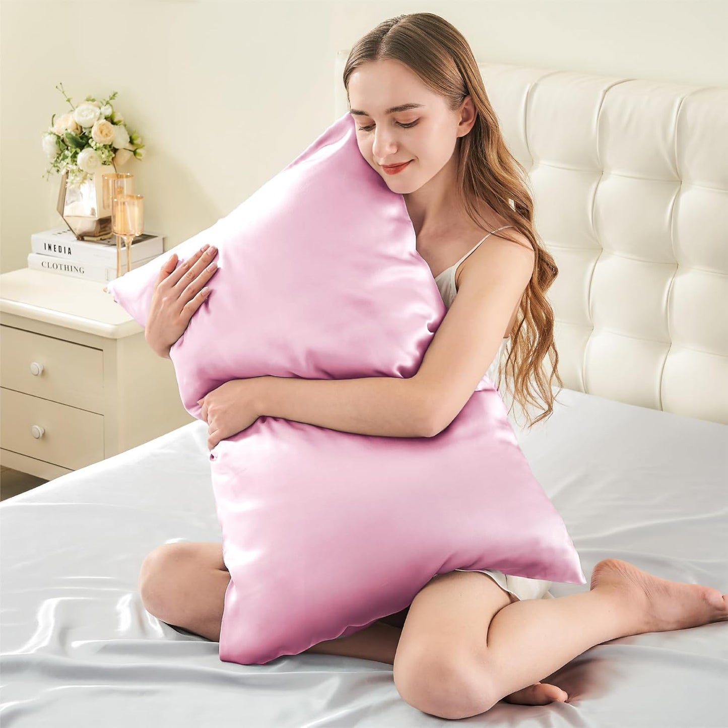 INFIIXSO Mulberry Silk Pillowcase for Hair and Skin, Silk Pillow Cases Queen Size Set of 2 with Hidden Zipper 20"x30", Ultra Smooth and Soft Cooling Pillow Cases for Hot Sleepers(Pink, 2 Pack)