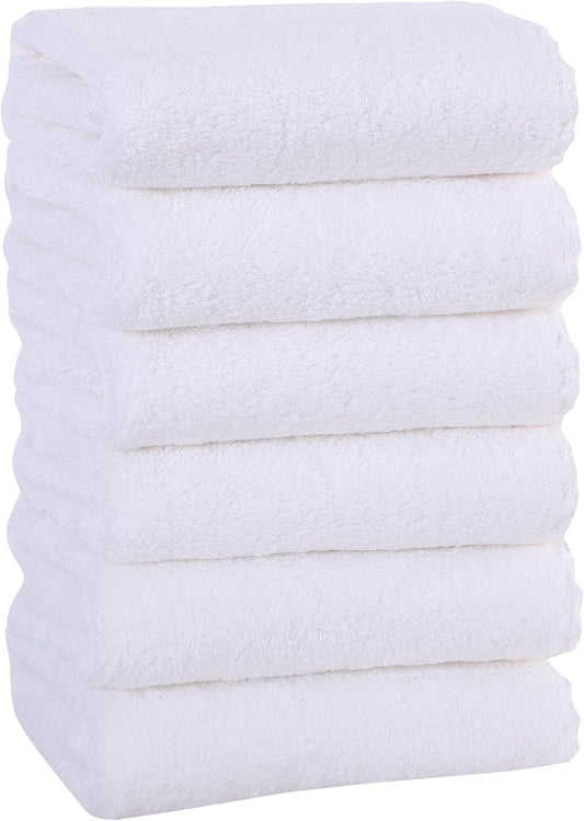 MOONQUEEN 6 Pack Premium Hand Towels - Quick Drying - Microfiber Coral Velvet Highly Absorbent Towels - Multipurpose Use as Hotel, Bathroom, Shower, Spa, Hand Towel 16 x 28 inches (White)