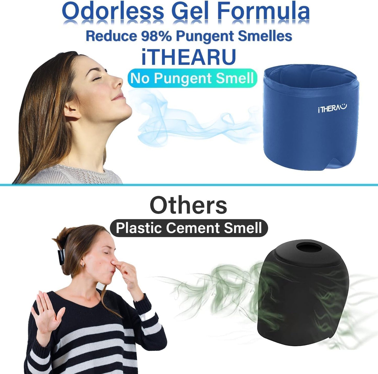 iTHERAU Migraine Relief Cap，Migraine Ice Head Wrap，Headache Ice Hat，Cold Therapy Headache Relief Cap for Migraine Eyes Mask Dark Blue Headache Ice Pack Stress Relief