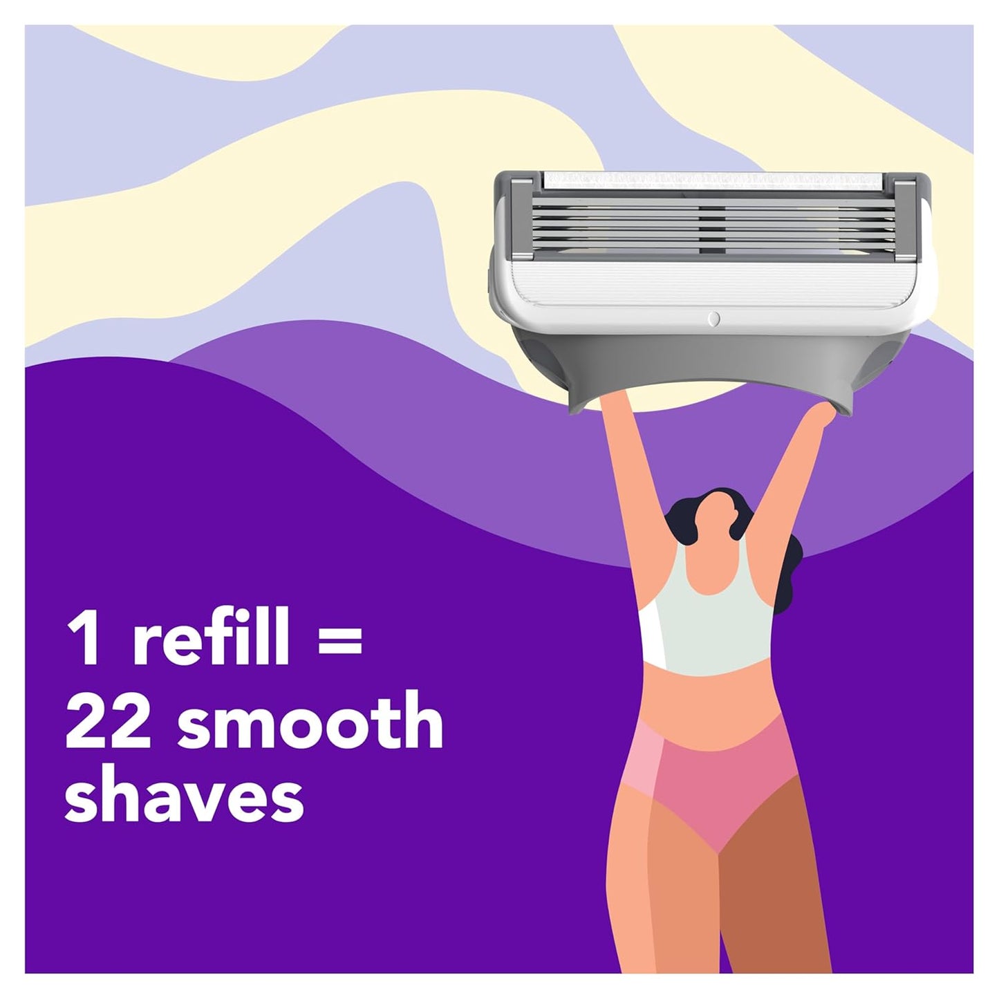 joy Razors for Women, 1 Handle, 4 Razor Blade Refills, Lavender, Lubrastrip to Help Avoid Skin Irritation