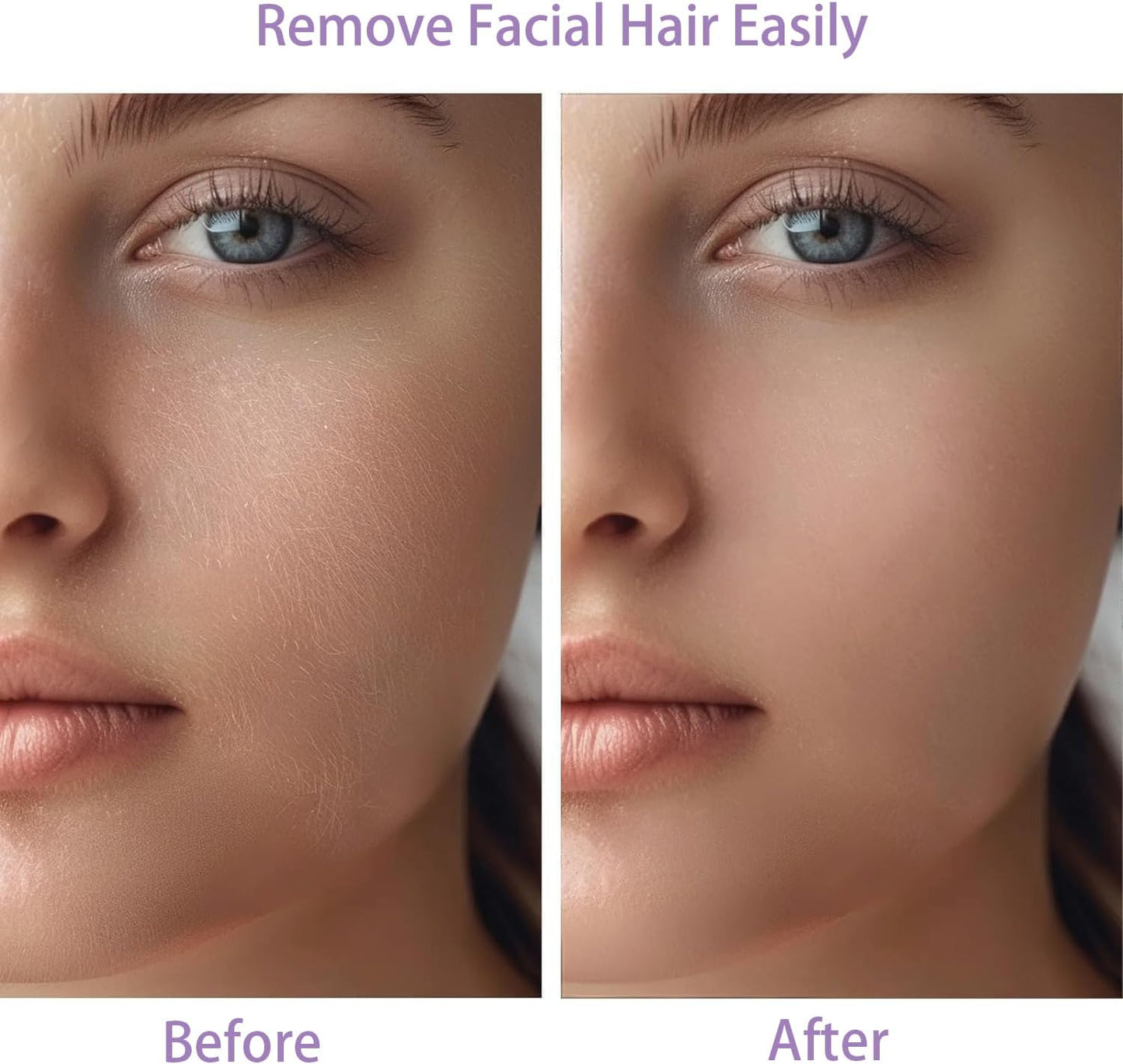 Women Facial Hair Removal Device Battery Operated with 2 Replacement Heads, Painless Womens Face Shaver for Chin Upper Lips Peach Fuzz