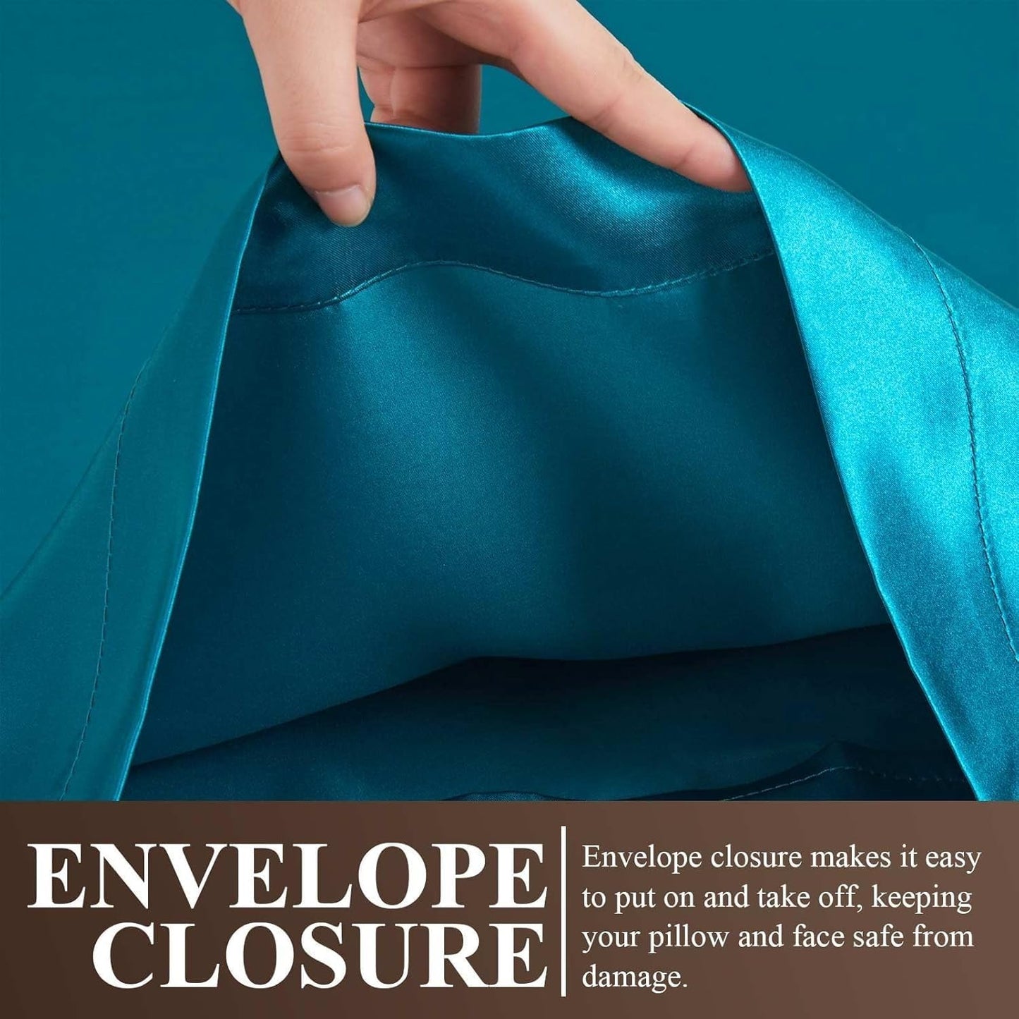 Juwenin Bedding,Super Soft and Luxury Silky Satin Pillowcase (Silky Satin Pillow Case for Hair) Set of 2 (Teal, King (20'x40'))