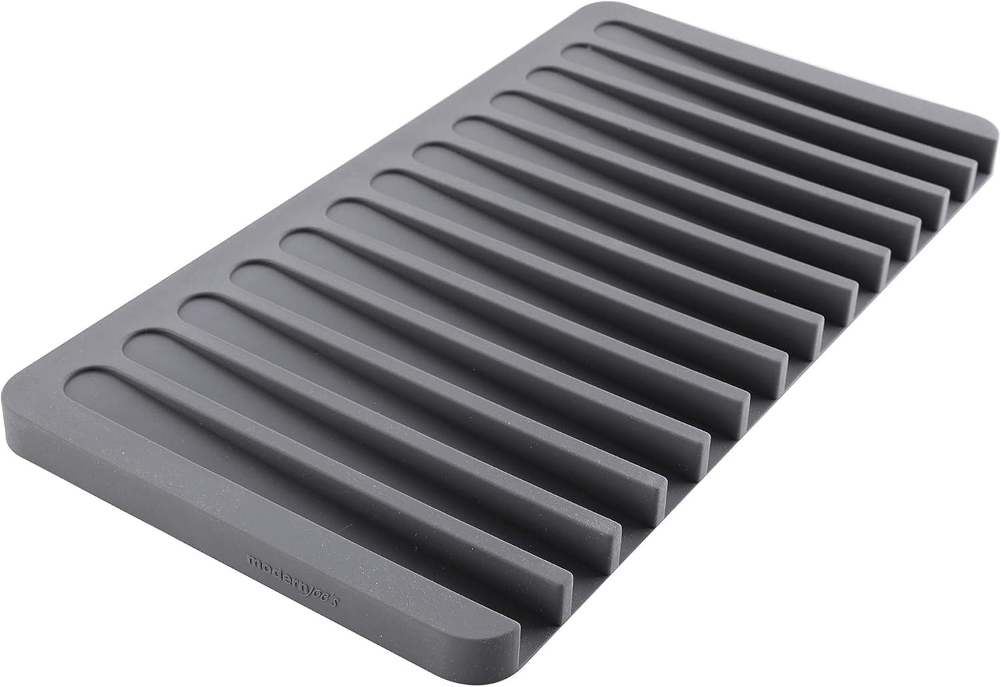 Self-Draining 2 in 1 Silicone Drying Mat and Trivet by Modern Joe's. Premium Space Saving Dish and Glassware Silicone Mat. Made from Food-grade, Dish Washer Safe and Heat Resistant (Gray)