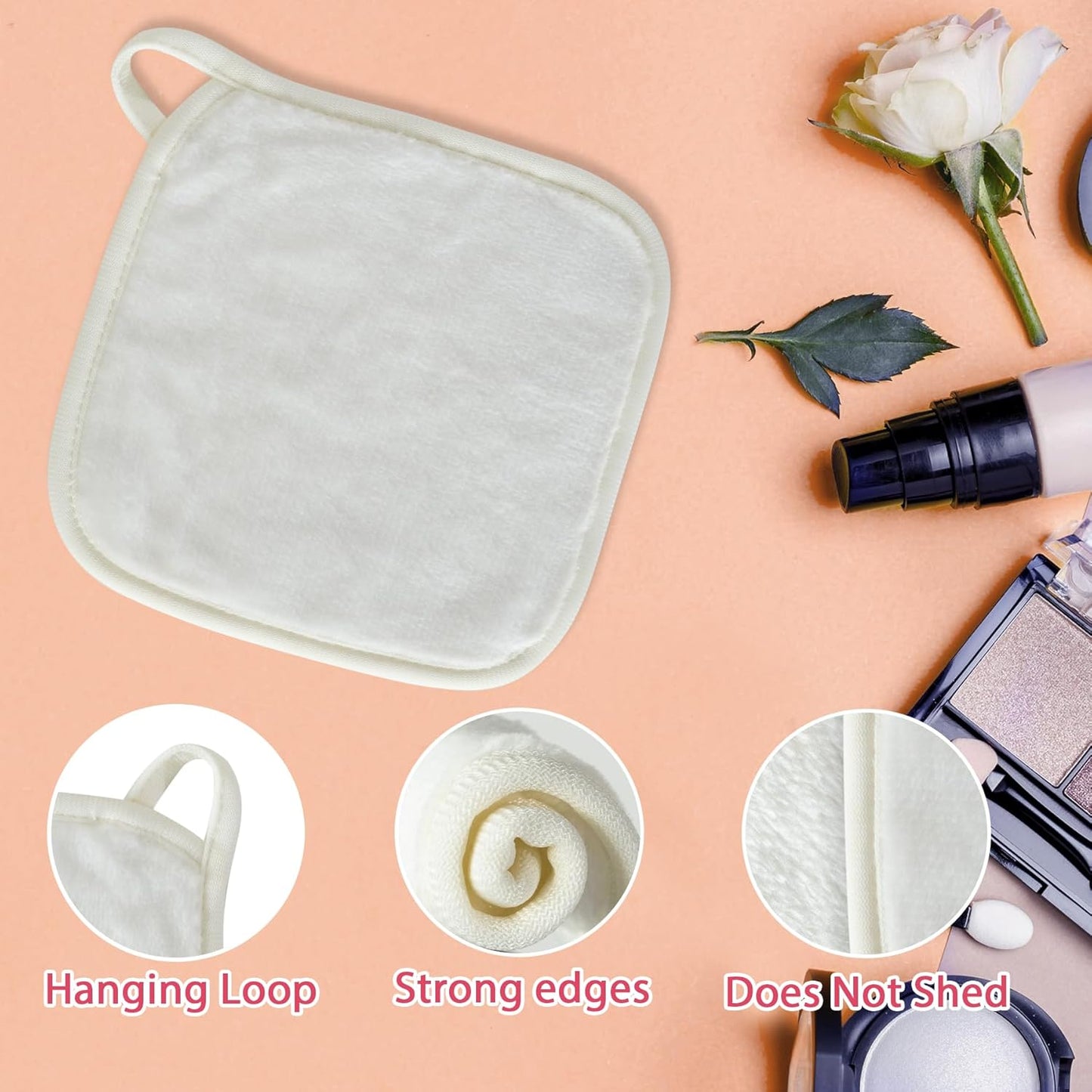 Makeup Remover Cloth, 6" x 6" Make Up Towels Reusable Face Cloth for Washing Face, Makeup Remover Pads Microfiber Face Washcloth with Mesh Bag, 12 Pack