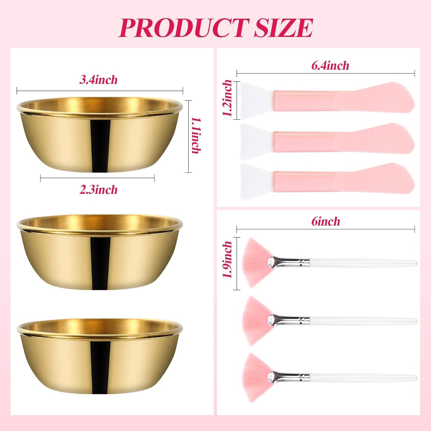 GRETJOB Professional Facial Bowls Set for Estheticians - 9 Pcs Mixing Bowls with Brush & Spatula | Facial Mask Mixing Kit for Spa & Home Use