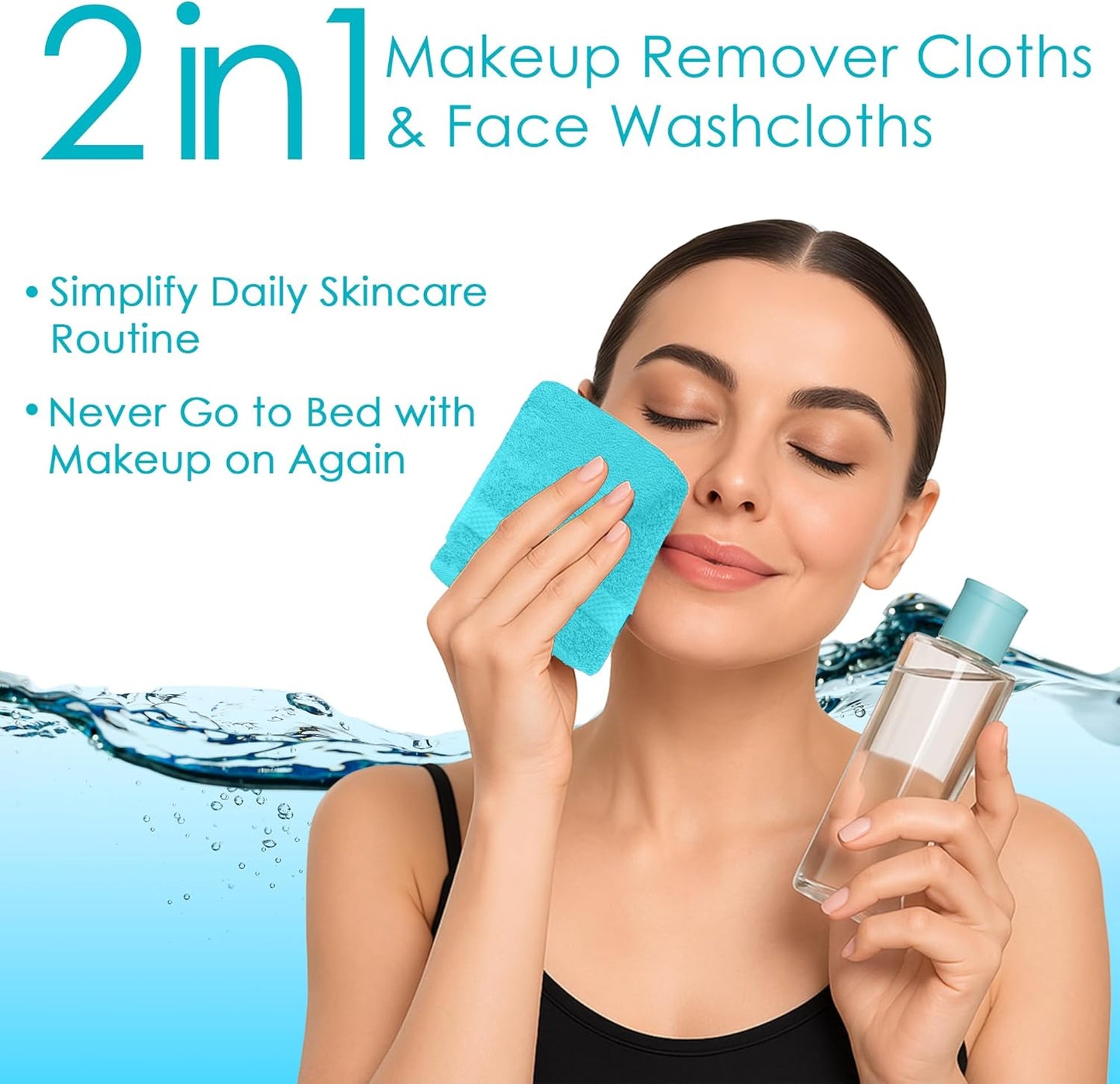 DAN RIVER 12-Pack Premium 100% Cotton Aqua Face Towels – Reusable Face Towel Set, Absorbent & Soft Wash Cloths for Bathroom & Body – Hand and Face Towels, 550 GSM (12x12 in)