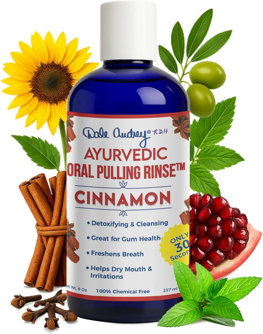 Oil Pulling for Teeth and Gums | Made in USA Cinnamon Flavored Organic Sesame | Ayurvedic Oil Pulling Rinse to Whiten Your Teeth & Freshen Your Breath | Alcohol Free Fresh Breath Mouthwash-8 FL Oz