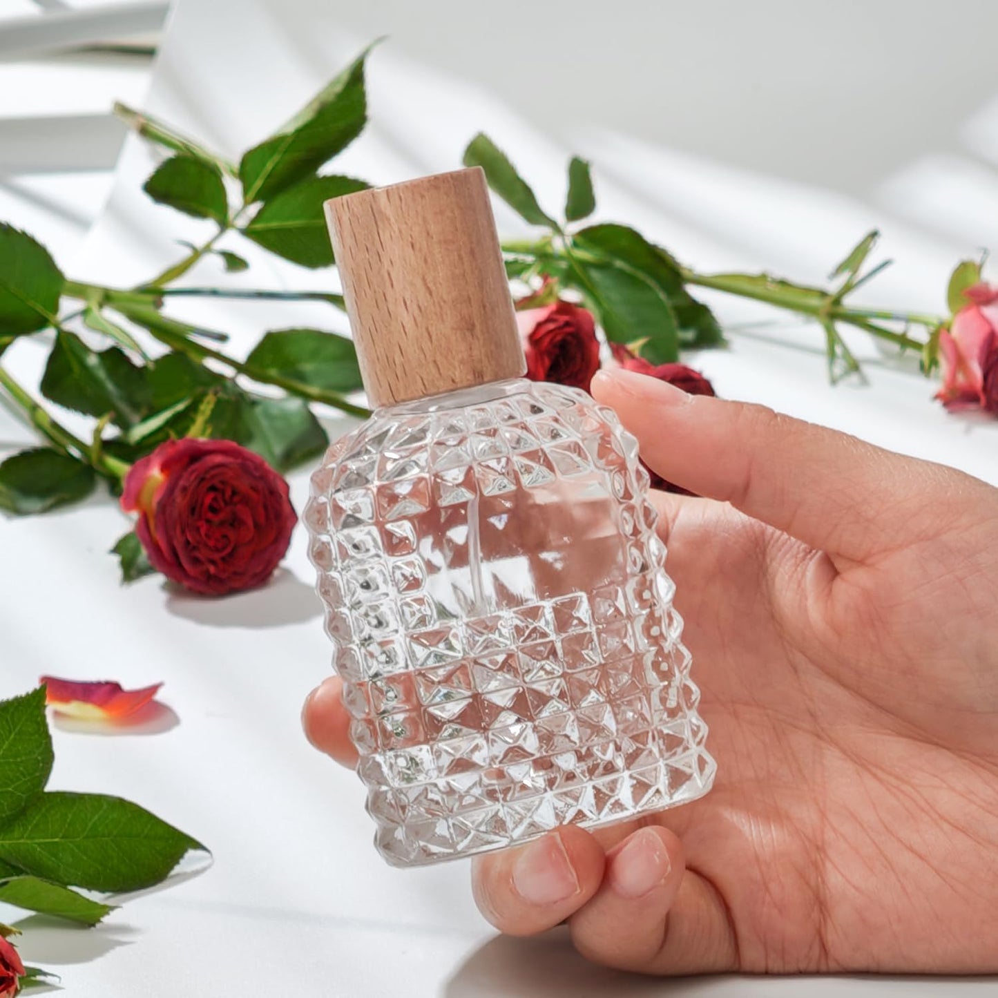 50ml/1.7 Oz Glass Spray Bottle Perfume Atomizer,Perfume Travel Refillable Spray Bottle Empty with 3 Kinds of Dispenser (A3)