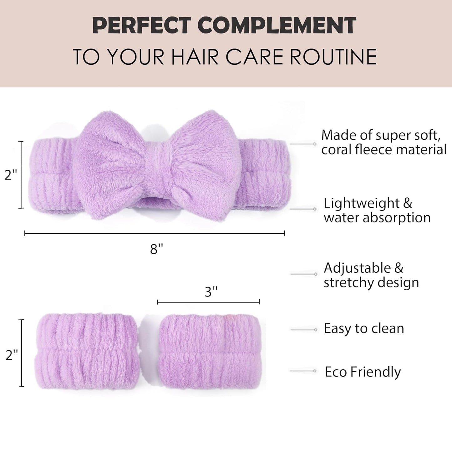 Ayesha Spa Headband and Wristband Set for Skincare Washing Face,Makeup Headband Wrist Cuffs for Preppy Skincare for Women Girl