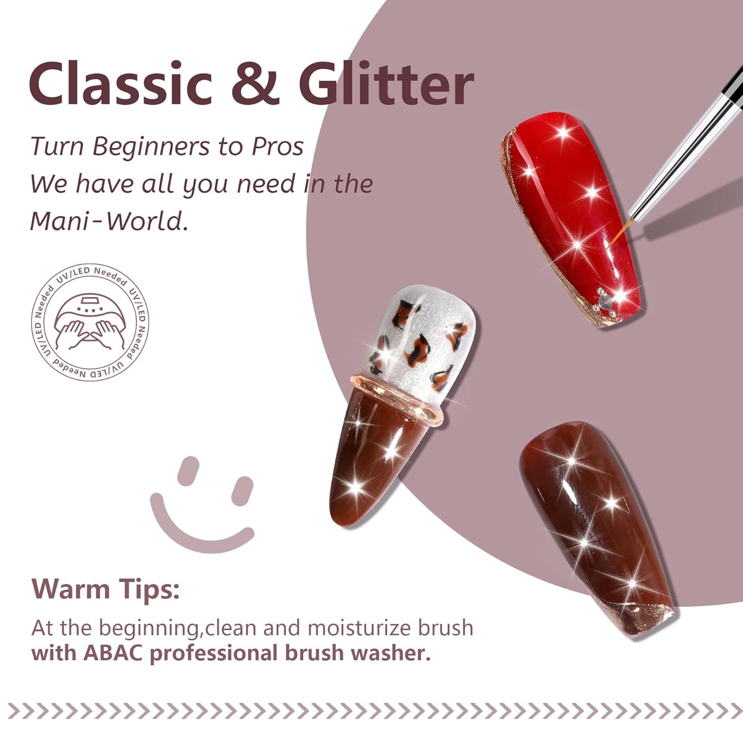 ABAC Fall & Winter Solid Gel Nail Polish Set Burgundy Red Purple Brown Colors w/Pro Brush No-Spill,Hema-Free Gifts for Women All Season