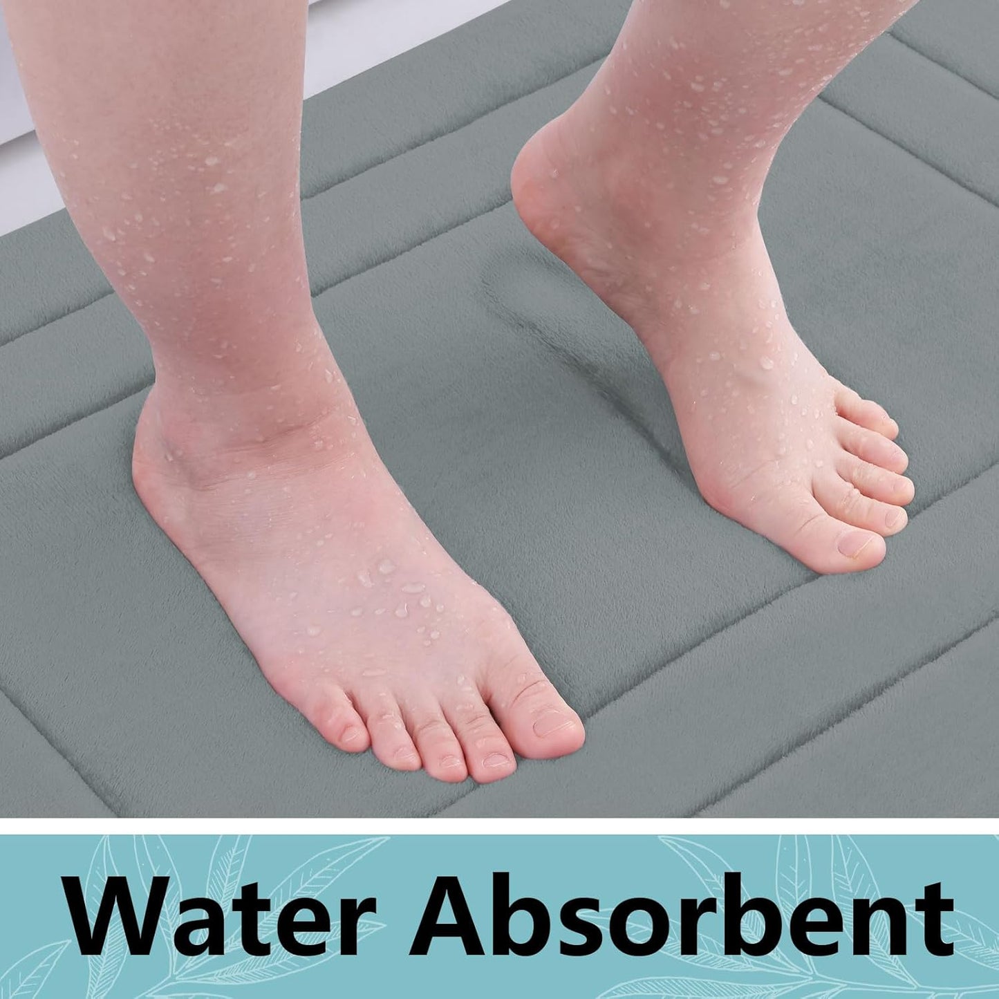 Arotive Memory Foam Bathroom Rug Mat 44x24, Ultra Soft and Absorbent Bath Mat, Machine Wash Dry, Comfortable Bath Rug Carpet for Bathroom Floor, Tub and Shower, Grey