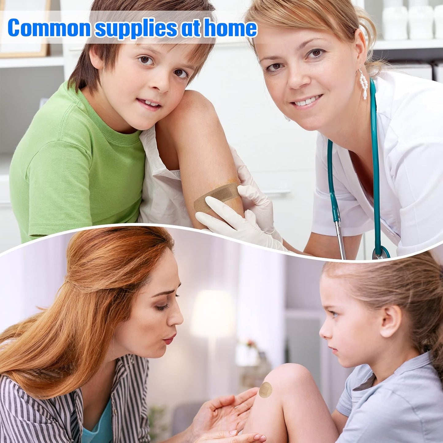 400 Pcs Flexible Fabric Adhesive Bandages Bulk Assorted Breathable Bandages for Finger Wound Family First Aid Skin Wrap(4 Styles)