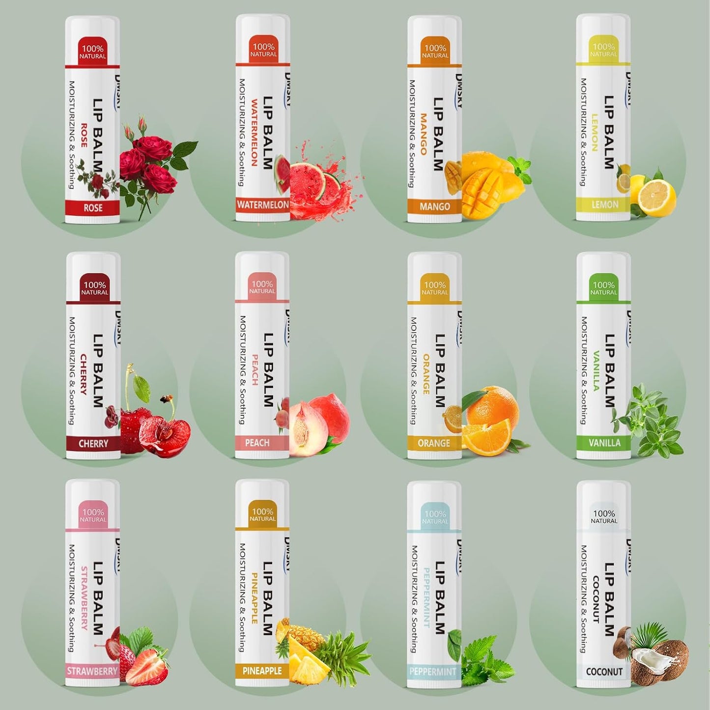 Dmsky Lip Balm Bulk - Fruit Variety Pack, Hydrating for Men, Women, Kids - 0.15 Oz, 360 Count