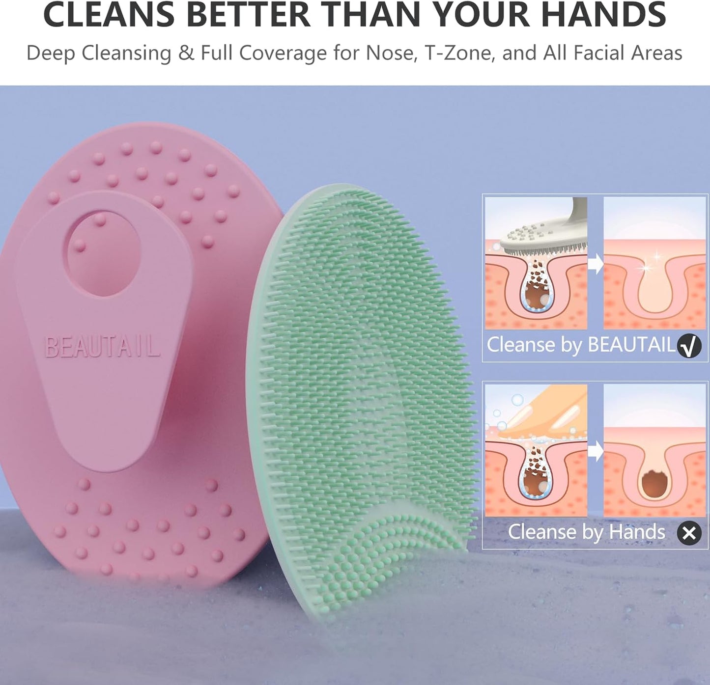 Face Scrubber 6 Pack, BEAUTAIL Silicone Manual Facial Cleansing Brush for Men Women, Gentle Face Scrubber Exfoliator, Skin Care Exfoliating Face Brush